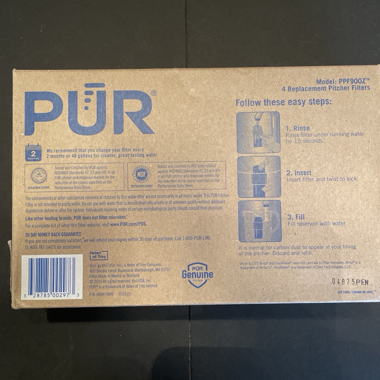 4 PACK PUR PPF900Z4 Water Pitcher & Dispenser Replacement Filters New Sealed