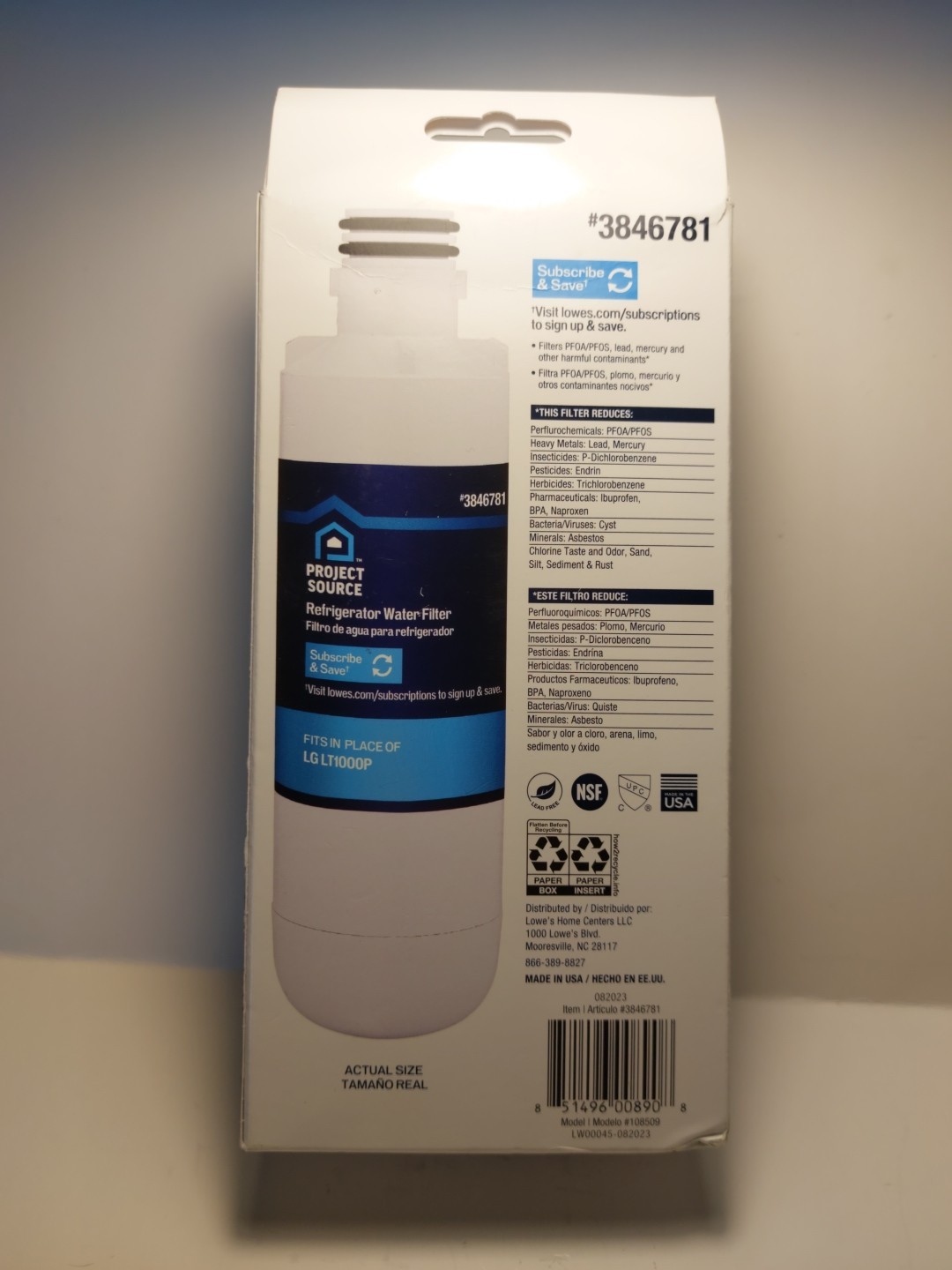 ^ Project Source Twist-in Refrigerator Water Filter Fits LG LT1000P 2-Pack