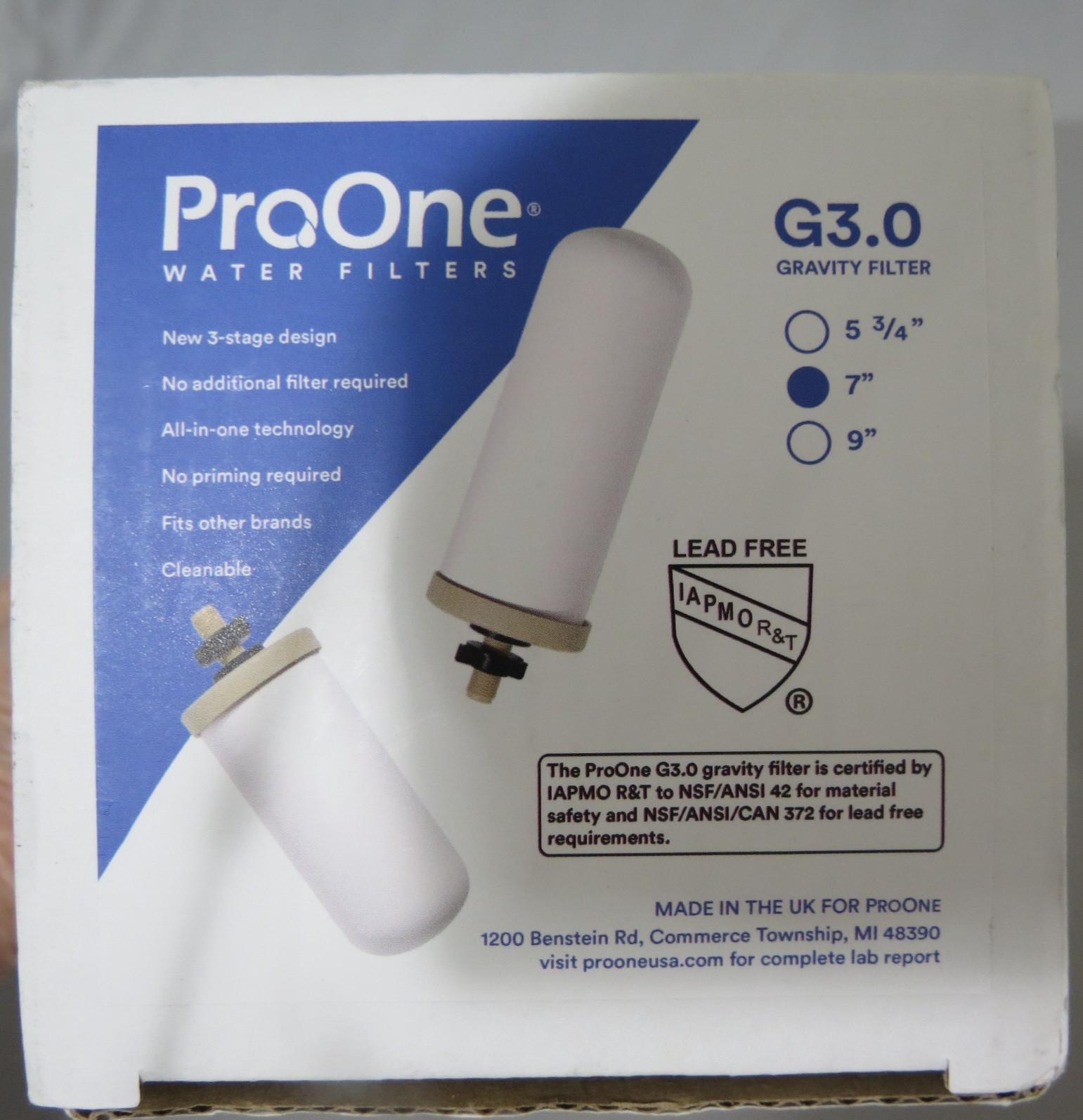 ProOne G3.0 Gravity Filter 7 inch
