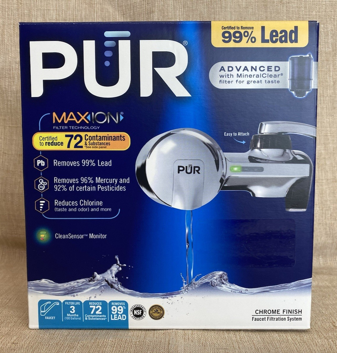 PUR PFM400H Faucet Mount Water Filter Chrome MAXION 100 Gallon Lead Reduction