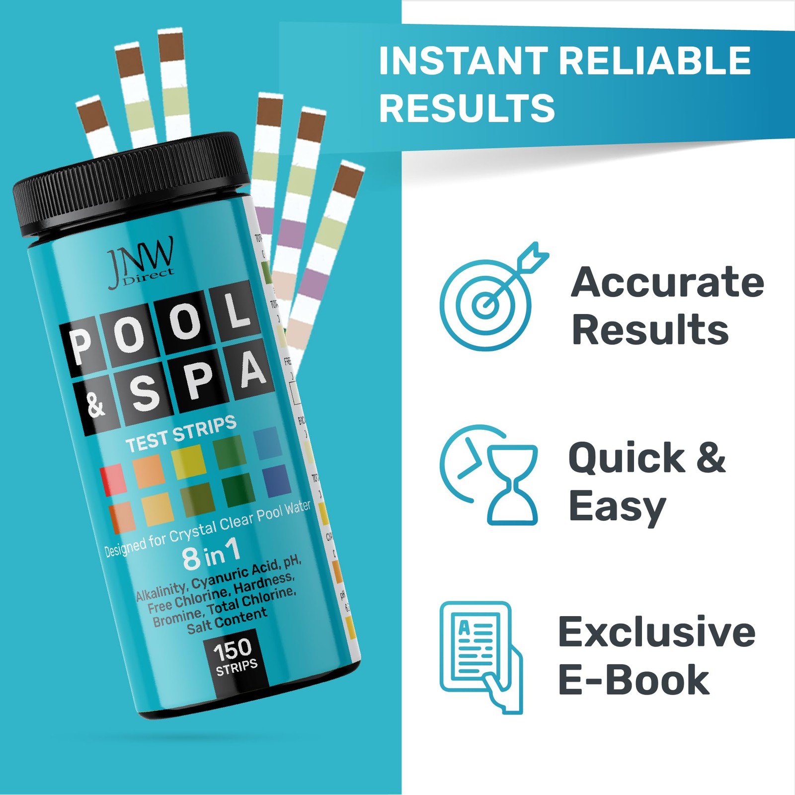Pool Test Strips 8-in-1, 150 Quick and Accurate Hot Tub 150 strips