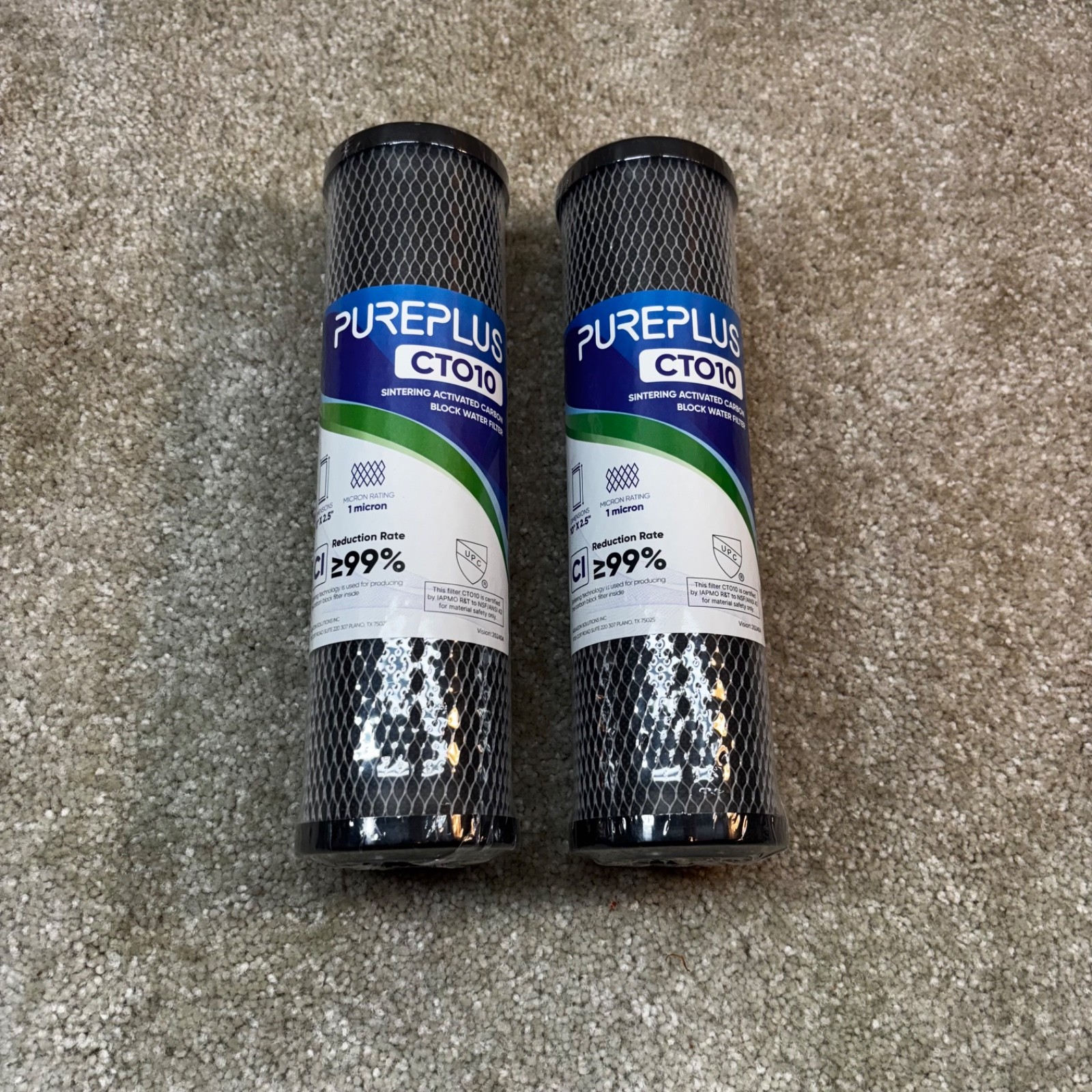 Pureplus Sintering Activated Carbon Block Water Filter 10″x2.5″ CTO10 2 Pack
