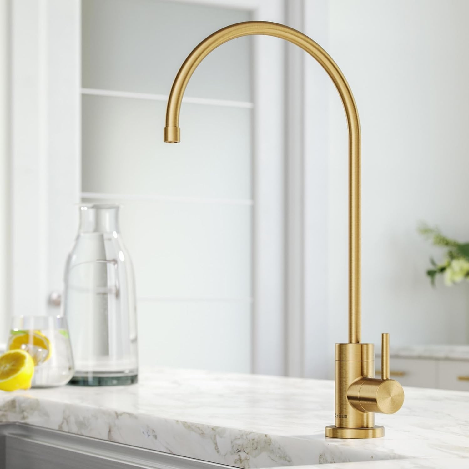 Kitchen Water Filter Faucet Brass 12-in Lead-Free Durable Modern Style