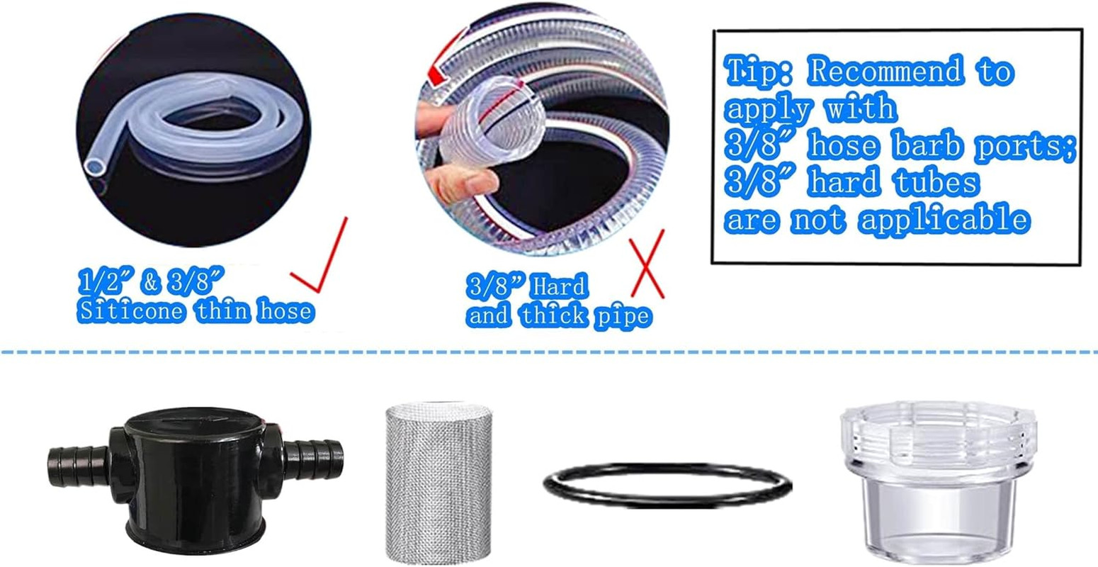 2PC RV Water Pump Filter,1/2 Inches Rv Water Inlet Filter Compatible with 3/8 In