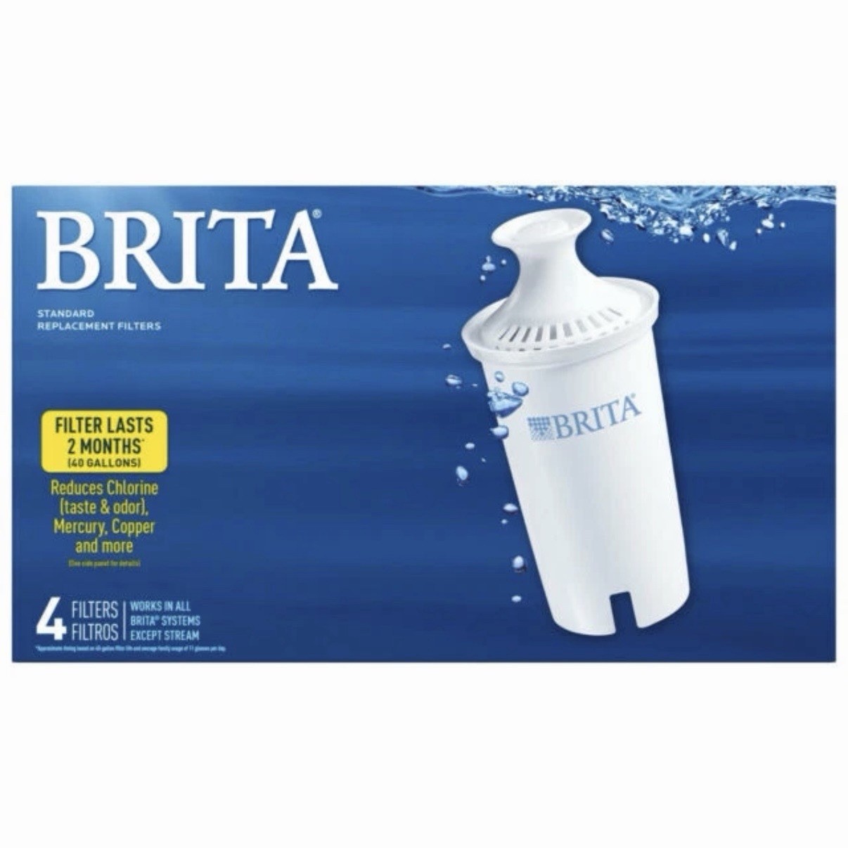 Brita Original Replacement Water Filters Water Pitchers 4 Count New Sealed