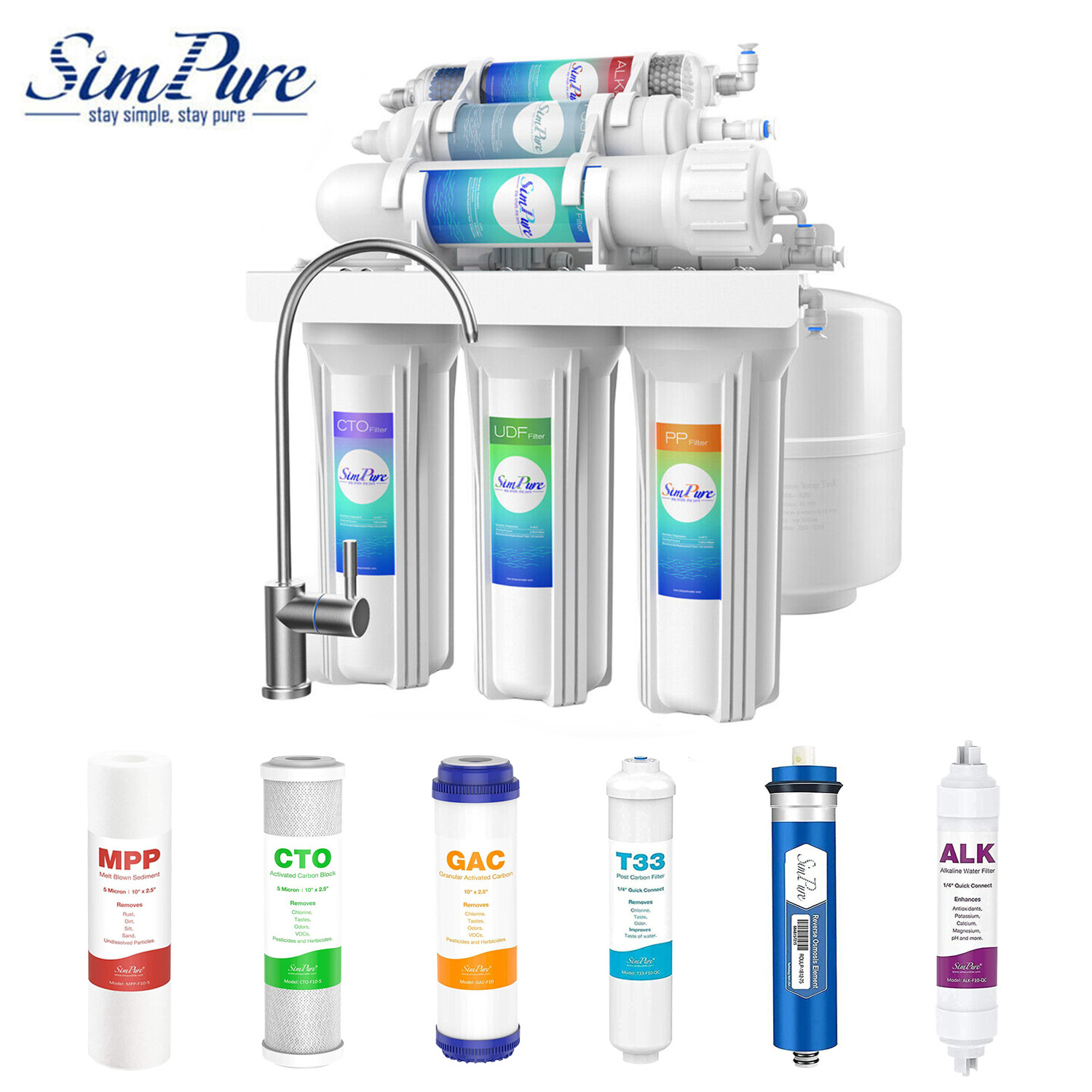 6 Stage Alkaline PH Reverse Osmosis Water Filter System Purifier + Extra Filter