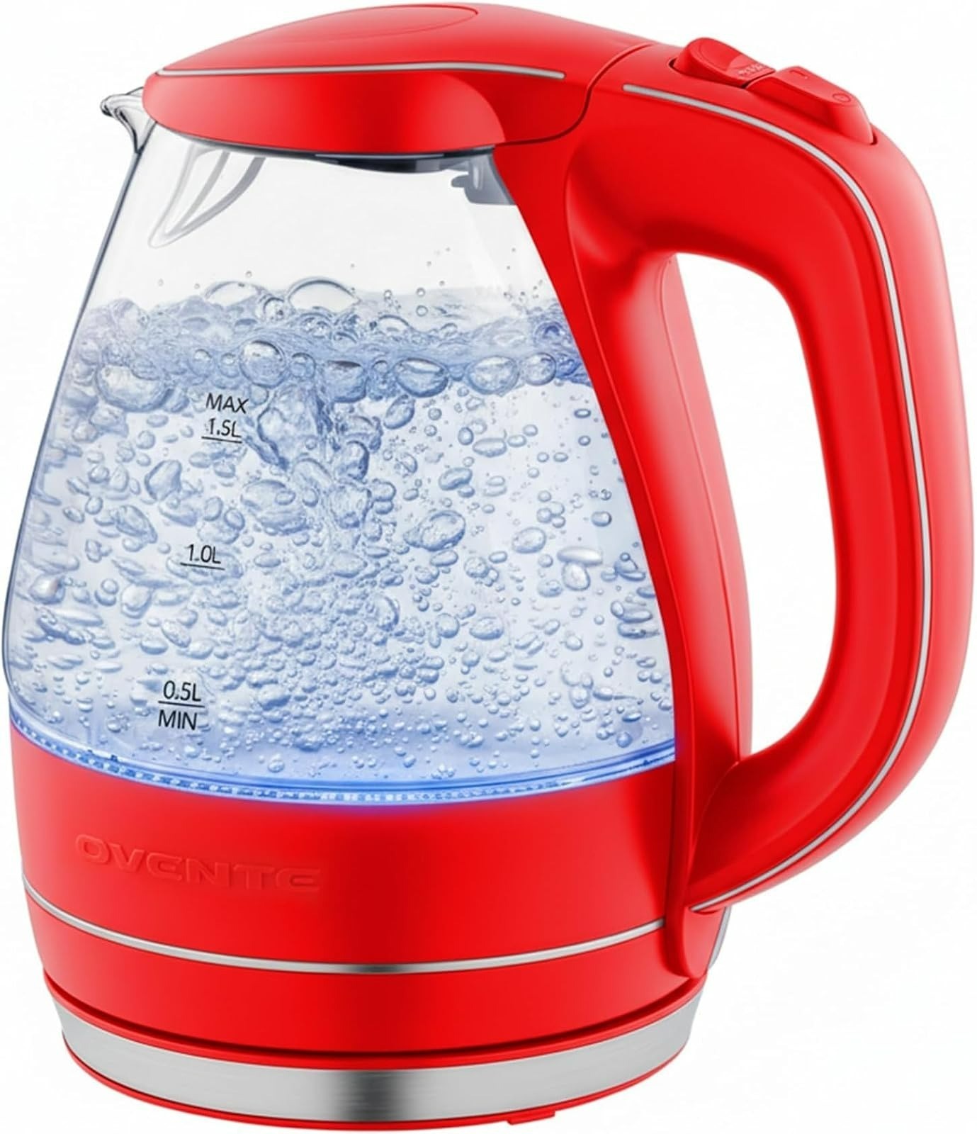 OVENTE 1.5L Glass Electric Kettle, Fast Boiling, BPA-Free, Auto Shut-Off