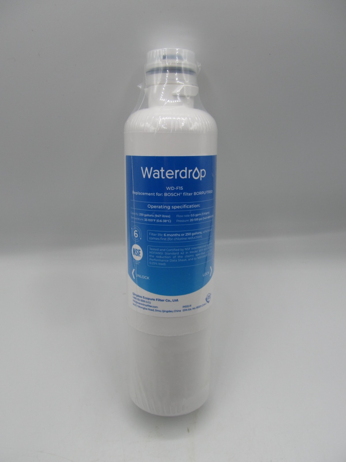 Waterdrop Refrigerator Water Filter WD-F15 Compatible w/ Bosch BORPLFTR50