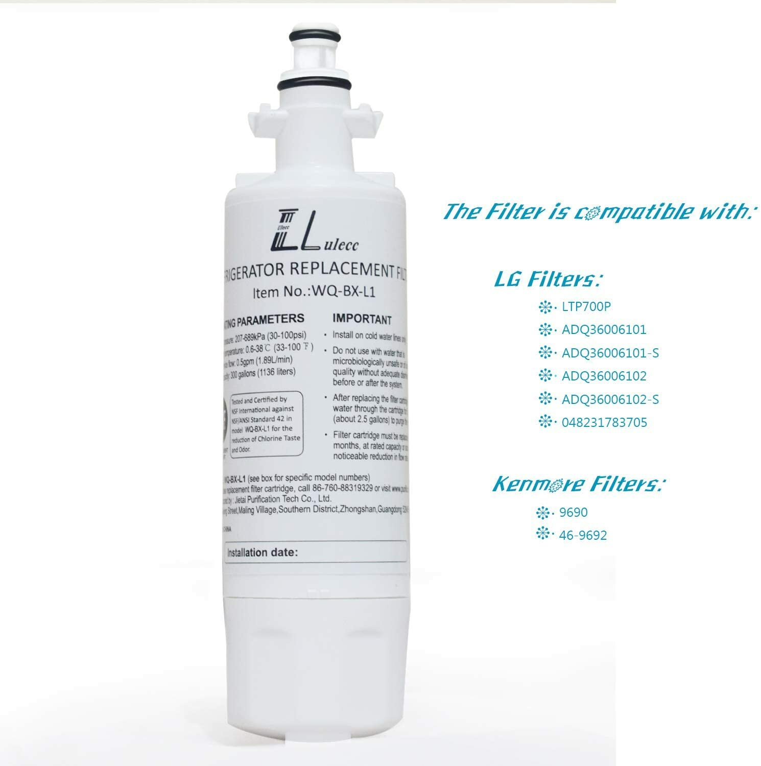 Ulecc Replacement Refrigerator Water Filter Compatible with LG LT700P