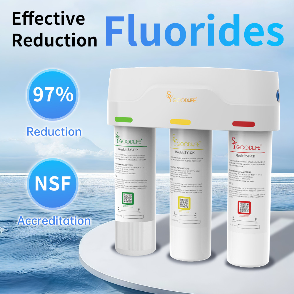 SYGOODLIFE 3-Stage Under Sink Water Filter System Reduces Fluoride,Chlorine，scal