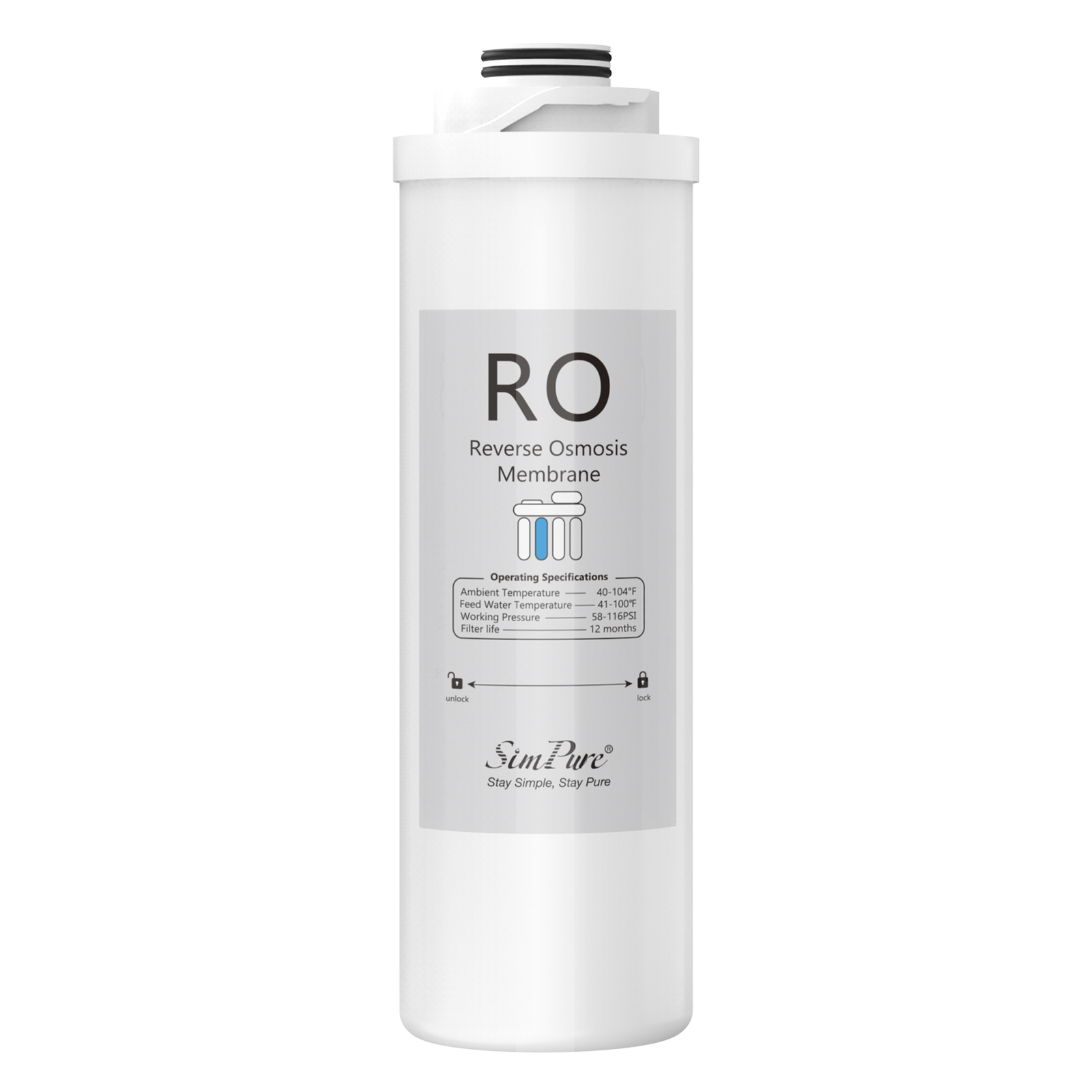 SimPure WP2-400UV/T1-400UV RO Membrane Reverse Osmosis Water Filter Replacement