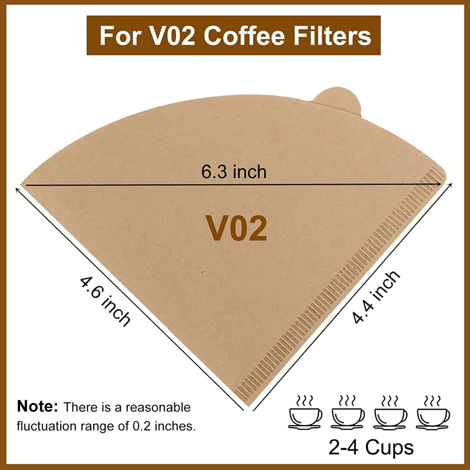 Clinuse Cone Coffee Filters #2, 200 Count Unbleached Size 02 #02, Primary