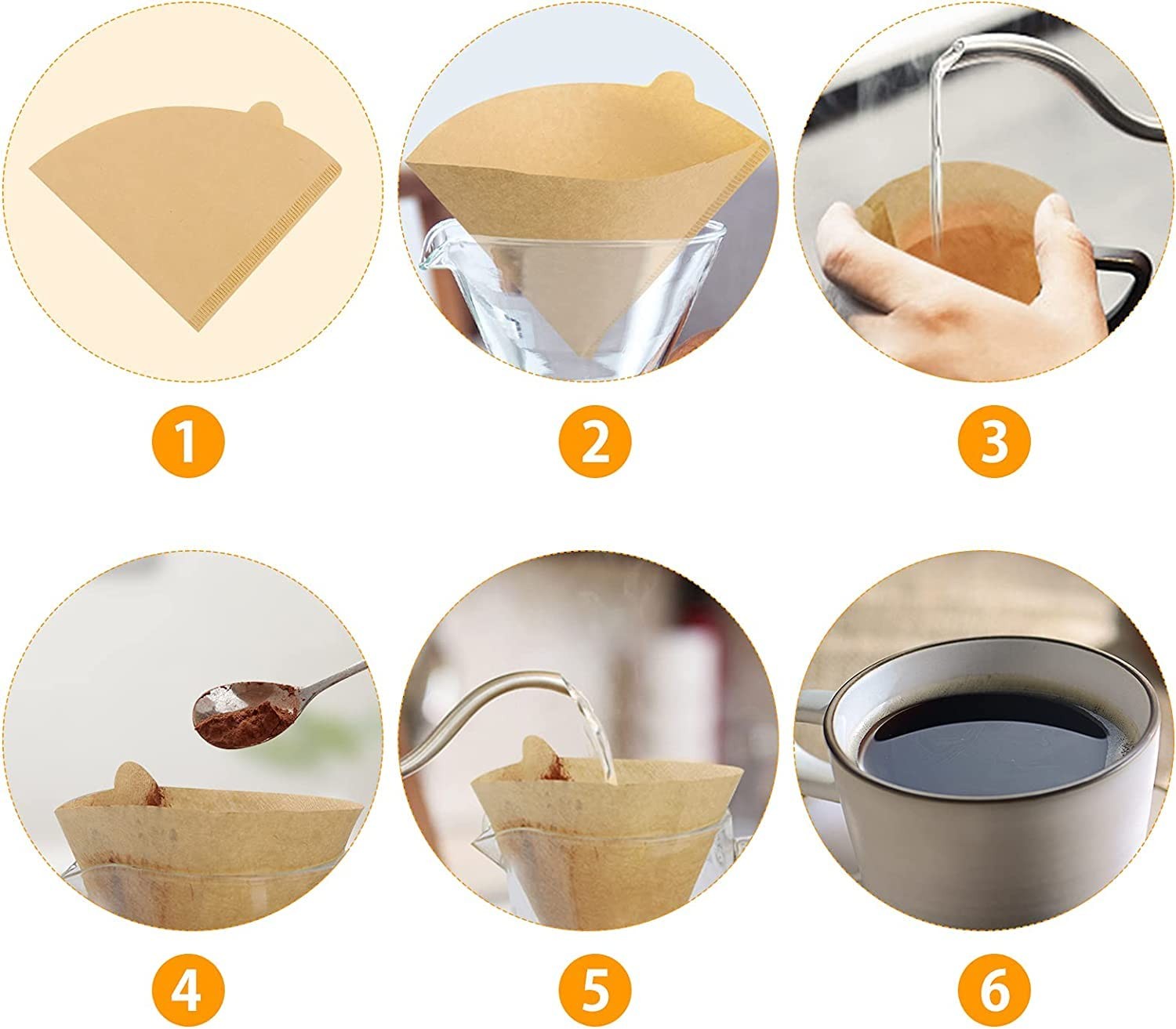 Coffee Filter, Cone Filters 2, Pour Over 100 Count, Brown