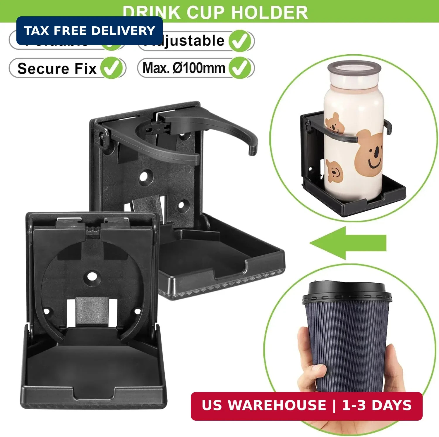 Spurtar 2pcs Boat Cup Holder Suitable for Most Size Mugs Water Bottle Drink 2.36