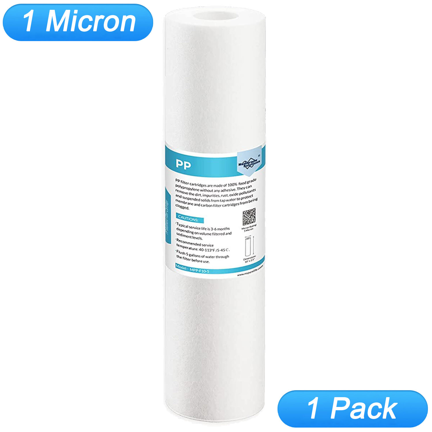 1 Pack 1 Micron 10″x2.5″ Sediment Water Filter Whole House Replacement Cartridge