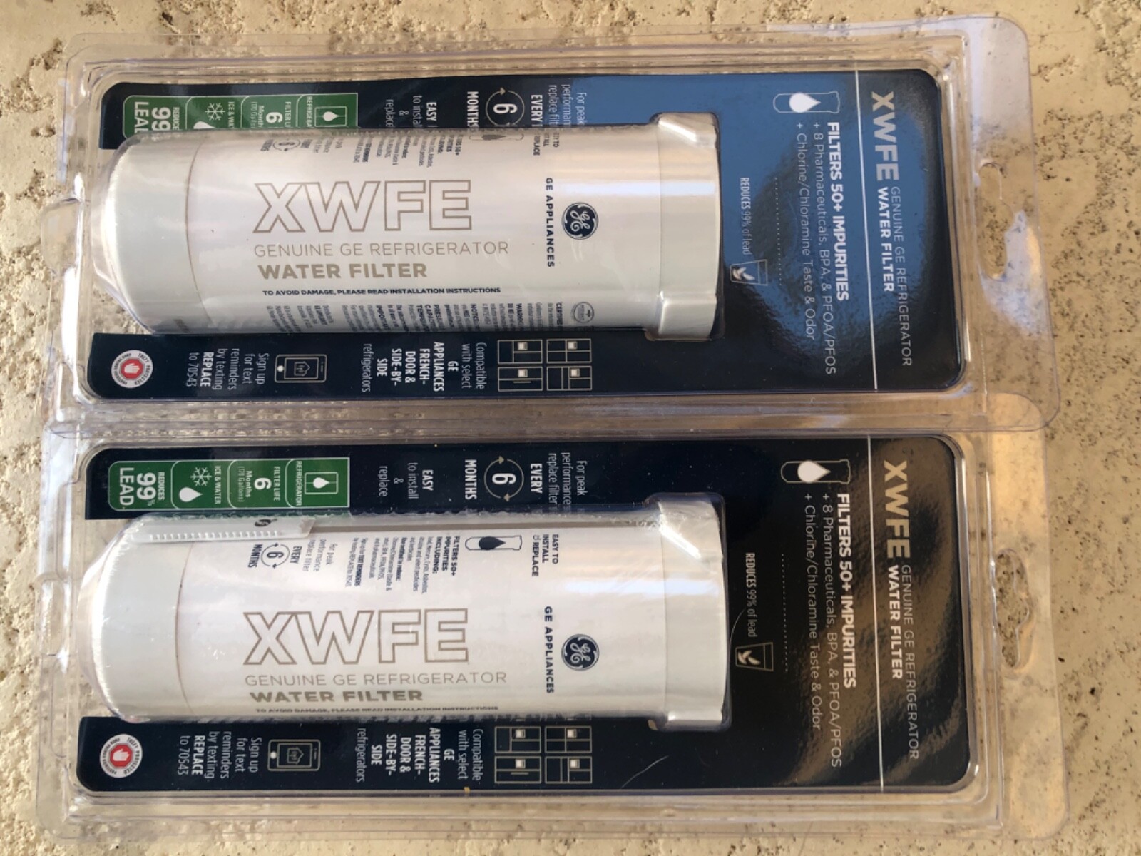 2 X Genuine GE XWFE Refrigerator Filter, Sealed, W/ CHIP