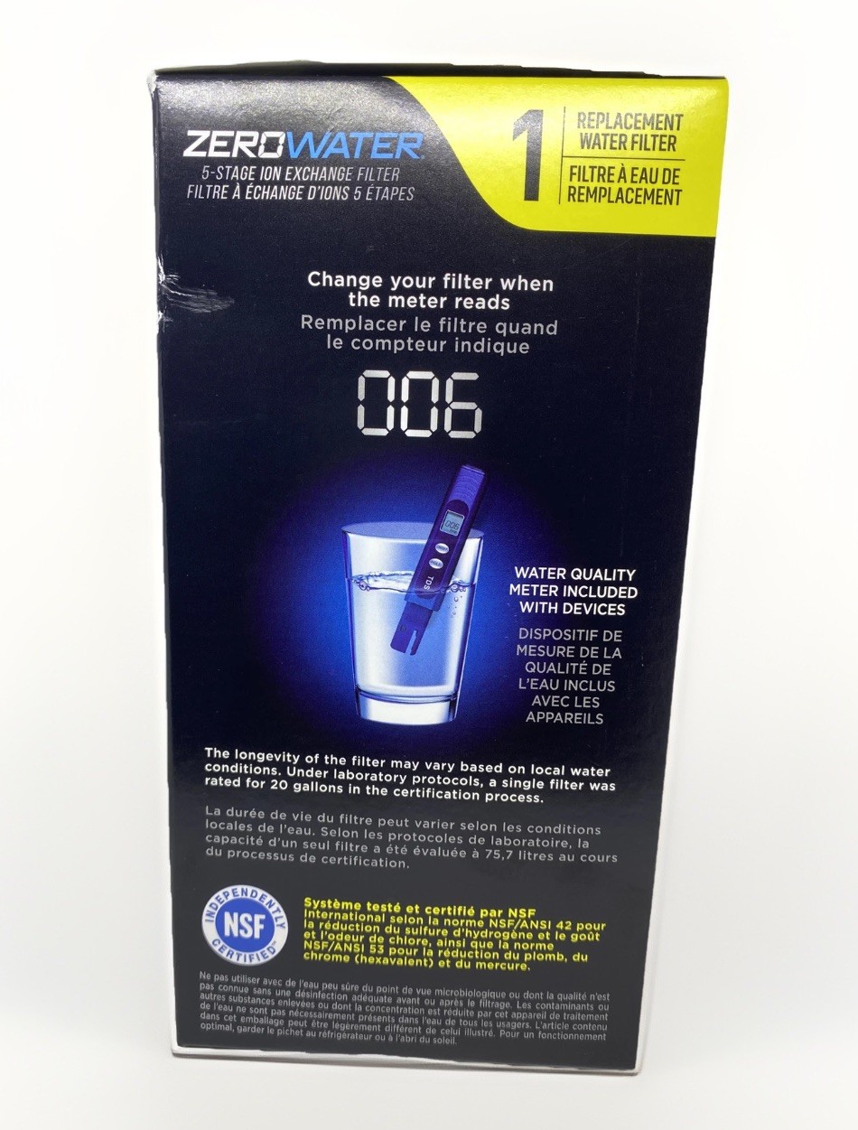 ZeroWater Replacement Filters 1-Pack BPA-Free, 5 Stage, New in Box, Water Filter