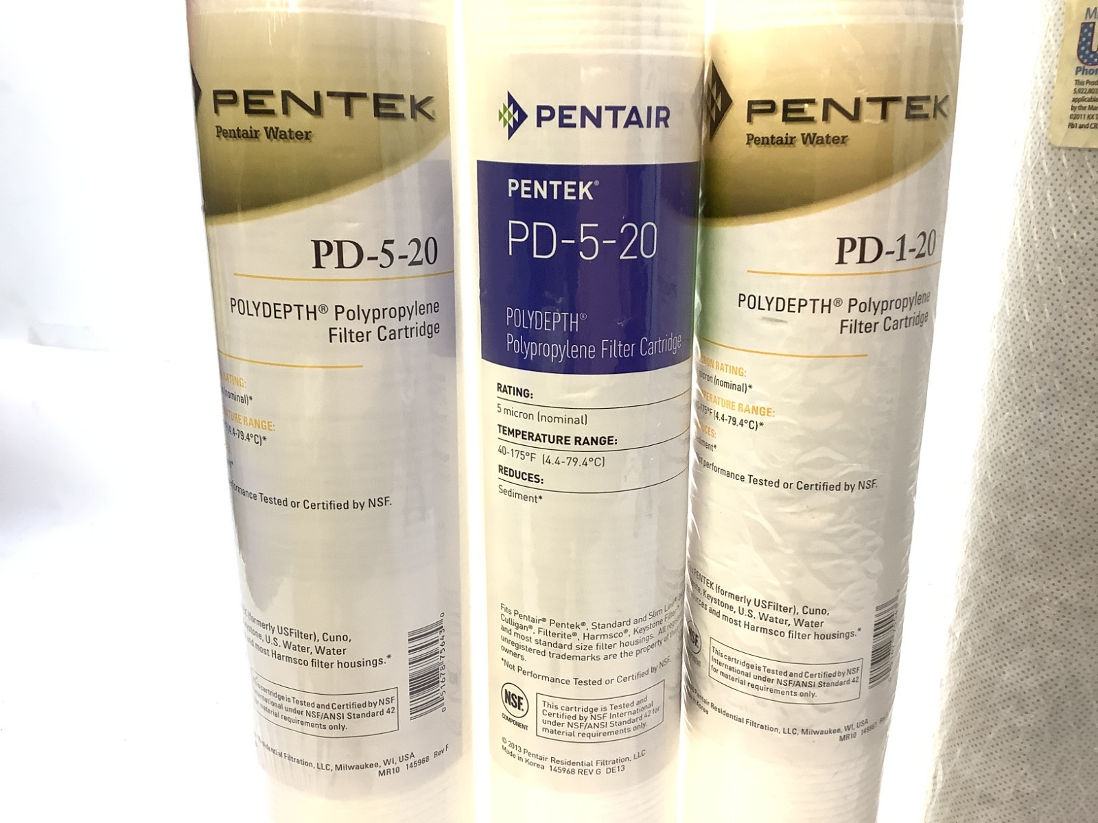 Lot of 5 Pentek PD-5-20 PD-1-20 Matrikx CTO Plus 01-250-125-20 Water Filters