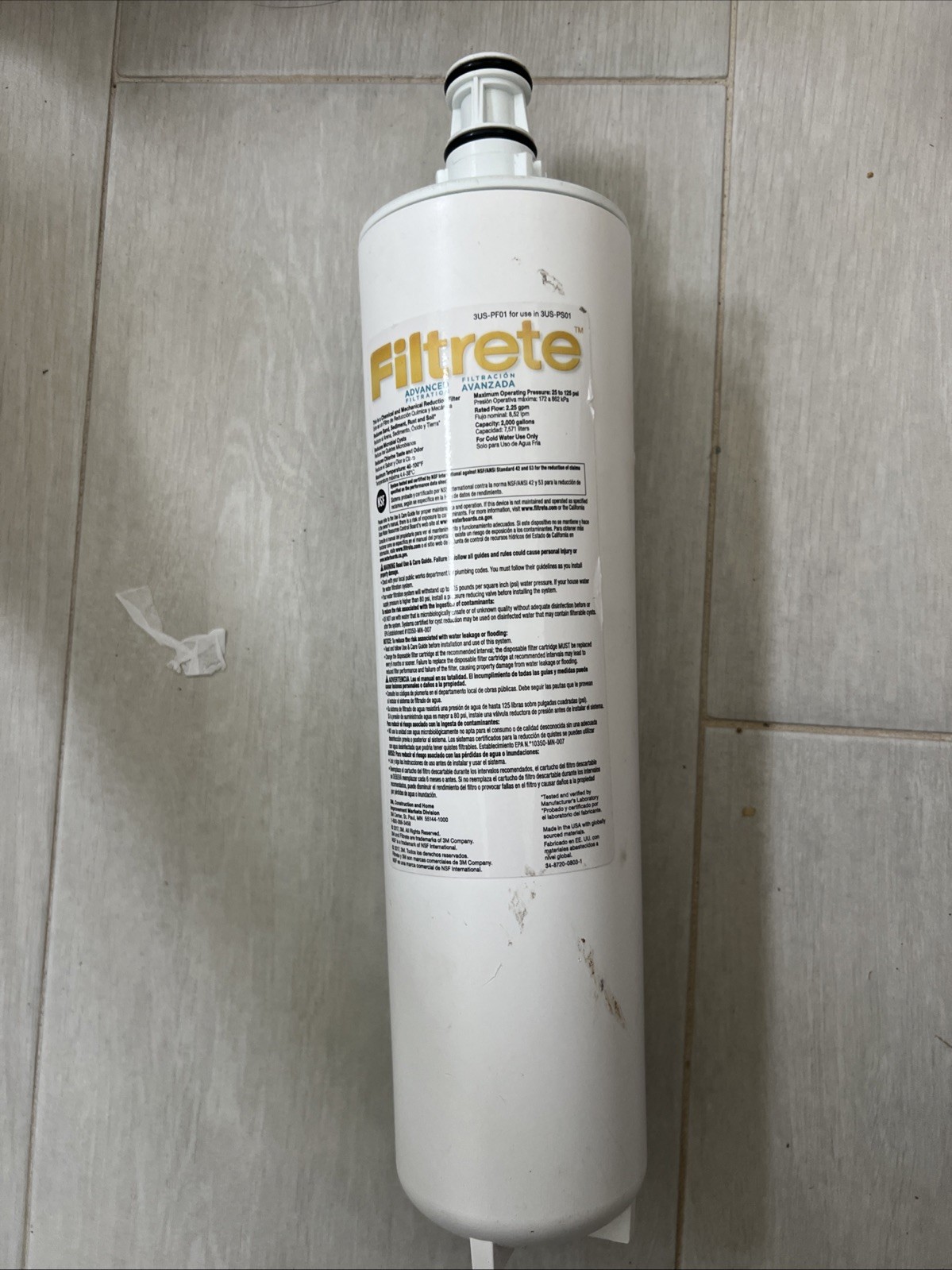 Filtrete Advanced Under Sink Quick Change Water Filtration Filter 3US-PF01,