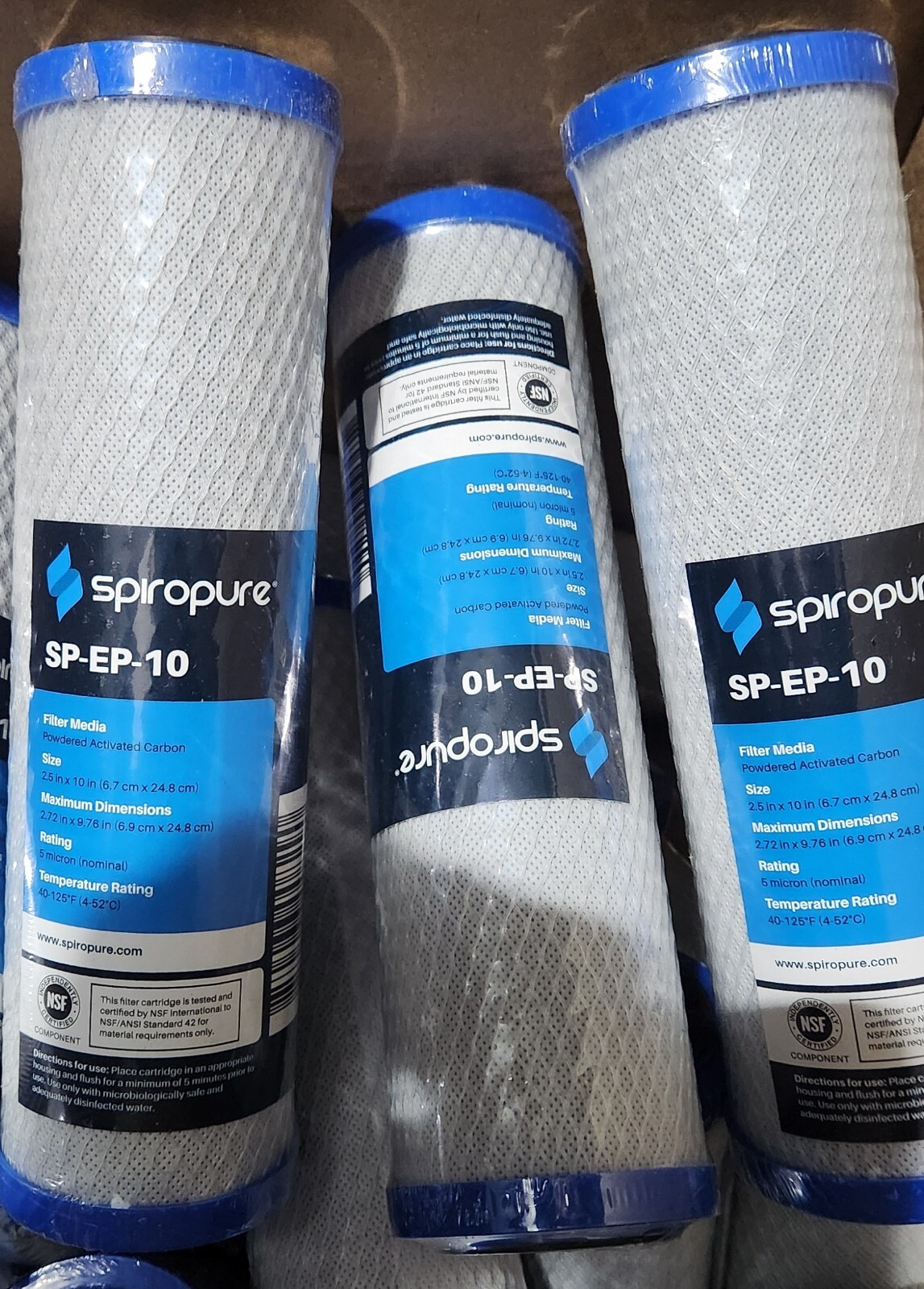 3 – Pack SpiroPure SP-EP-10 10 x 2.5 NSF 5 Micron Coconut Carbon Water Filter