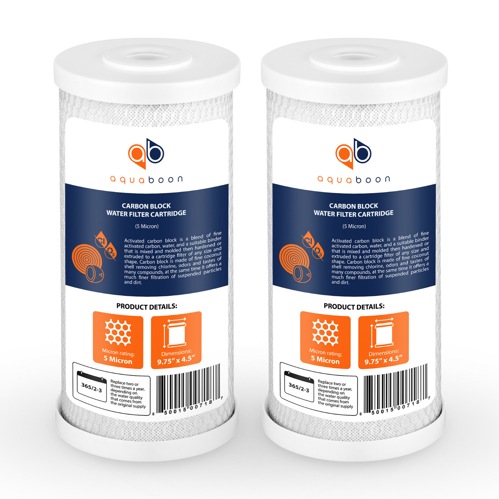2PK of Big Blue 5µm Coconut Shell Carbon Block Water Filter Cartridge 10″x4.5″