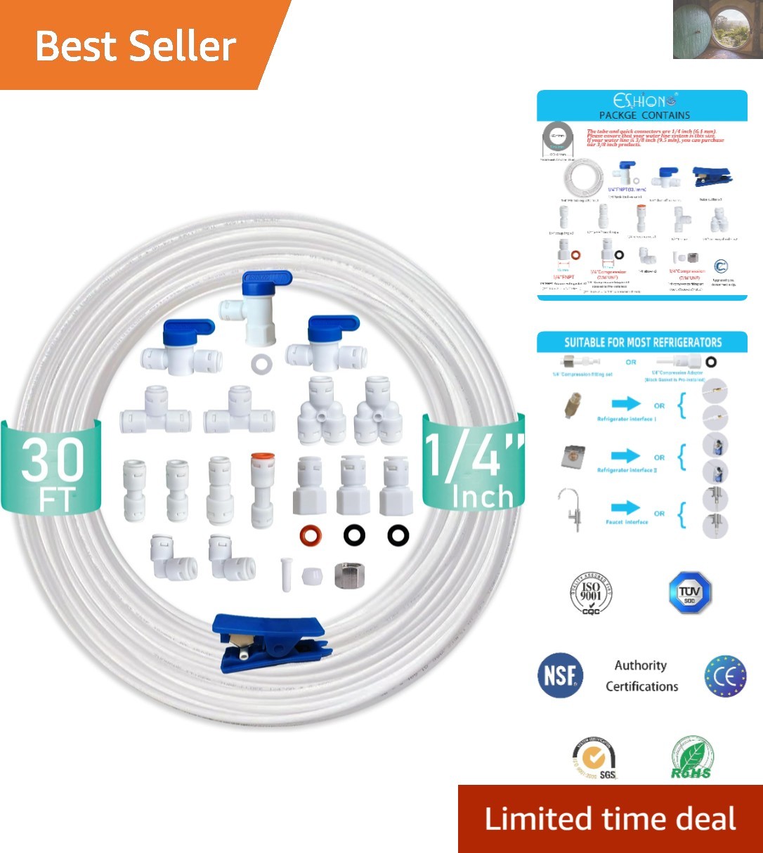 Versatile 30 Feet Food-Grade Water Tubing & Connectors for Safe Water Solutions