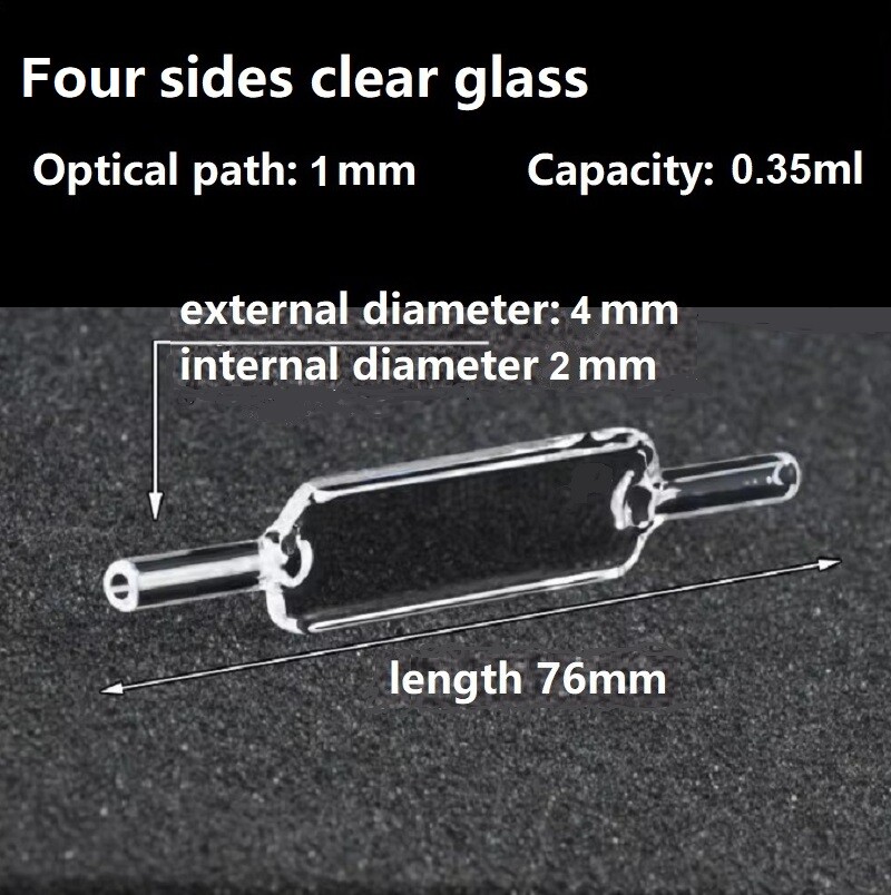 1pcs optical path 1mm-10mm quartz 0.35-3.5ml flow-through cuvette flow cell
