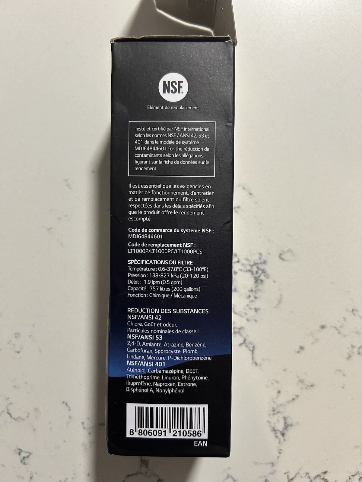 LG Water Filter Replacement Cartridge ADQ747935 LT1000P/PC/PCS