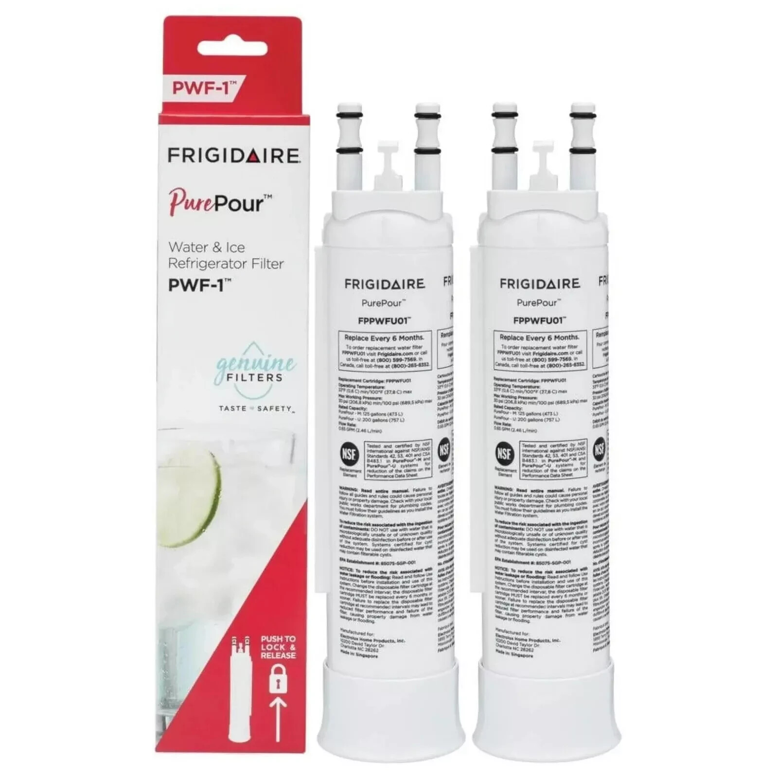 2 Pack NEW PWF-1 FPPWFU01 Refrige Genuine Frigidaire PurePour Water &Ice Filter