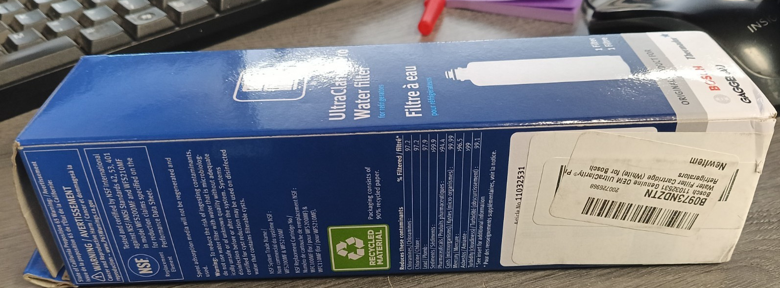 Bosch UltraClarity Pro Refrigerator Water Filter 11032531 BORPLFTR55 New Sealed