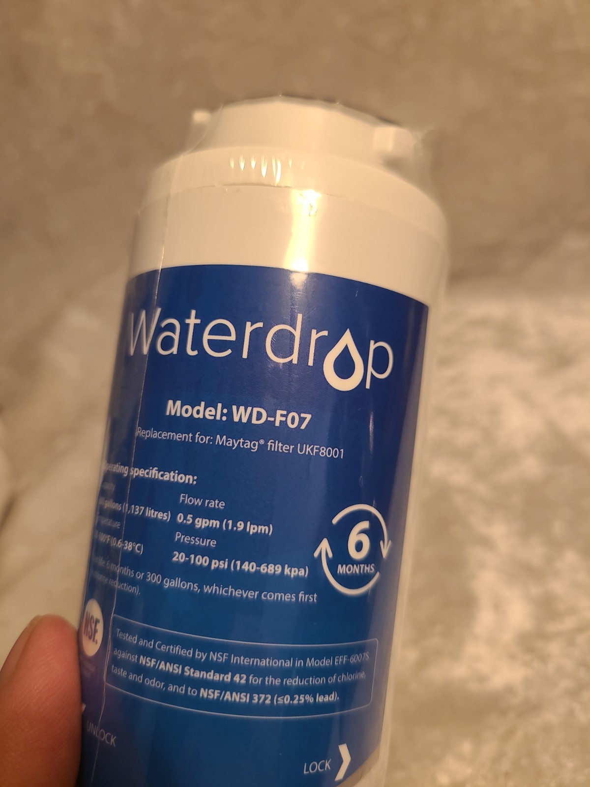 2 New Sealed Waterdrop WD-F07 Replacement For GE MSWF Refrigerator Water Filter