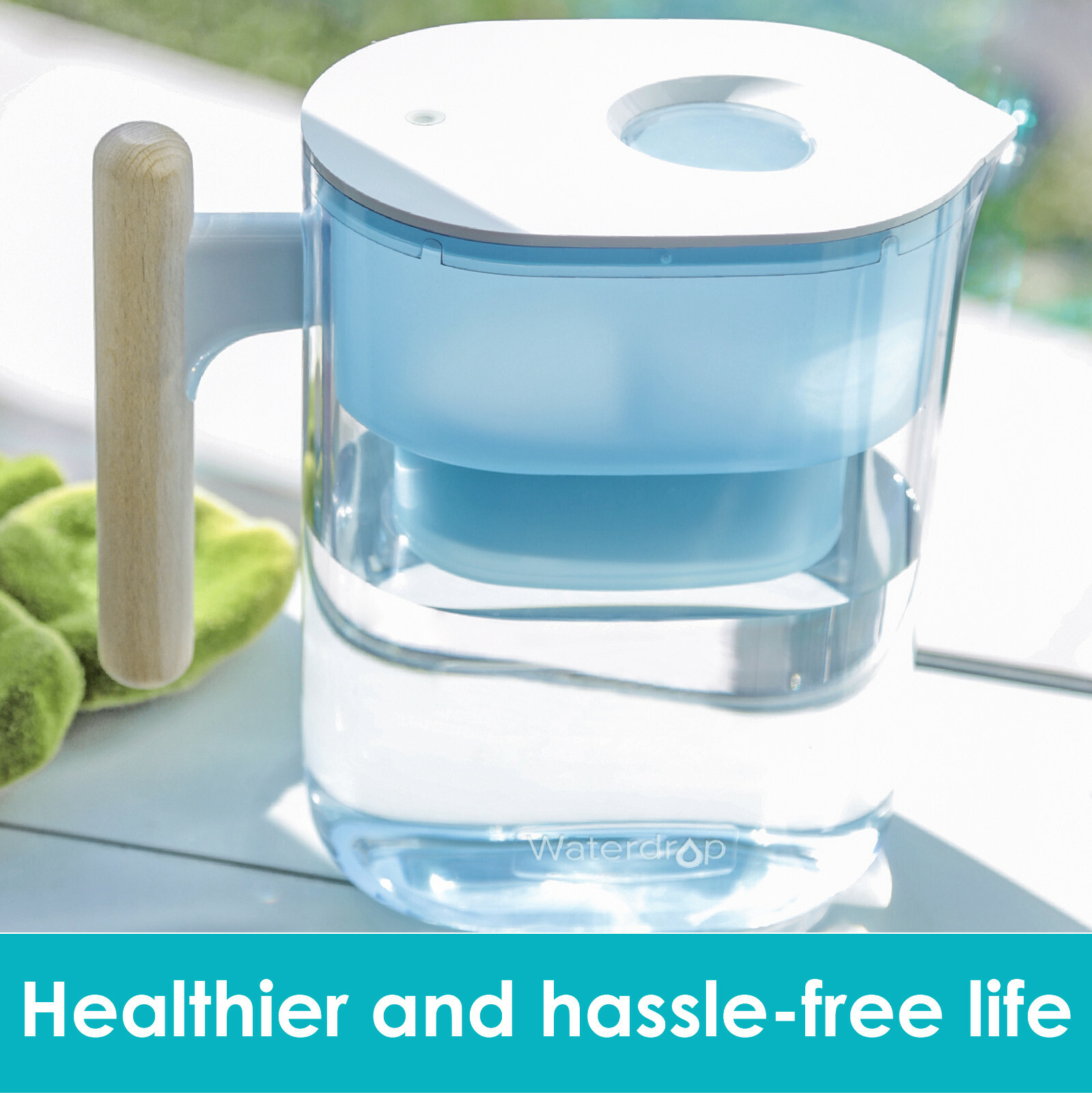 Water Filter Pitcher with 1 Filter , BPA Free, 10-Cup Blue/White