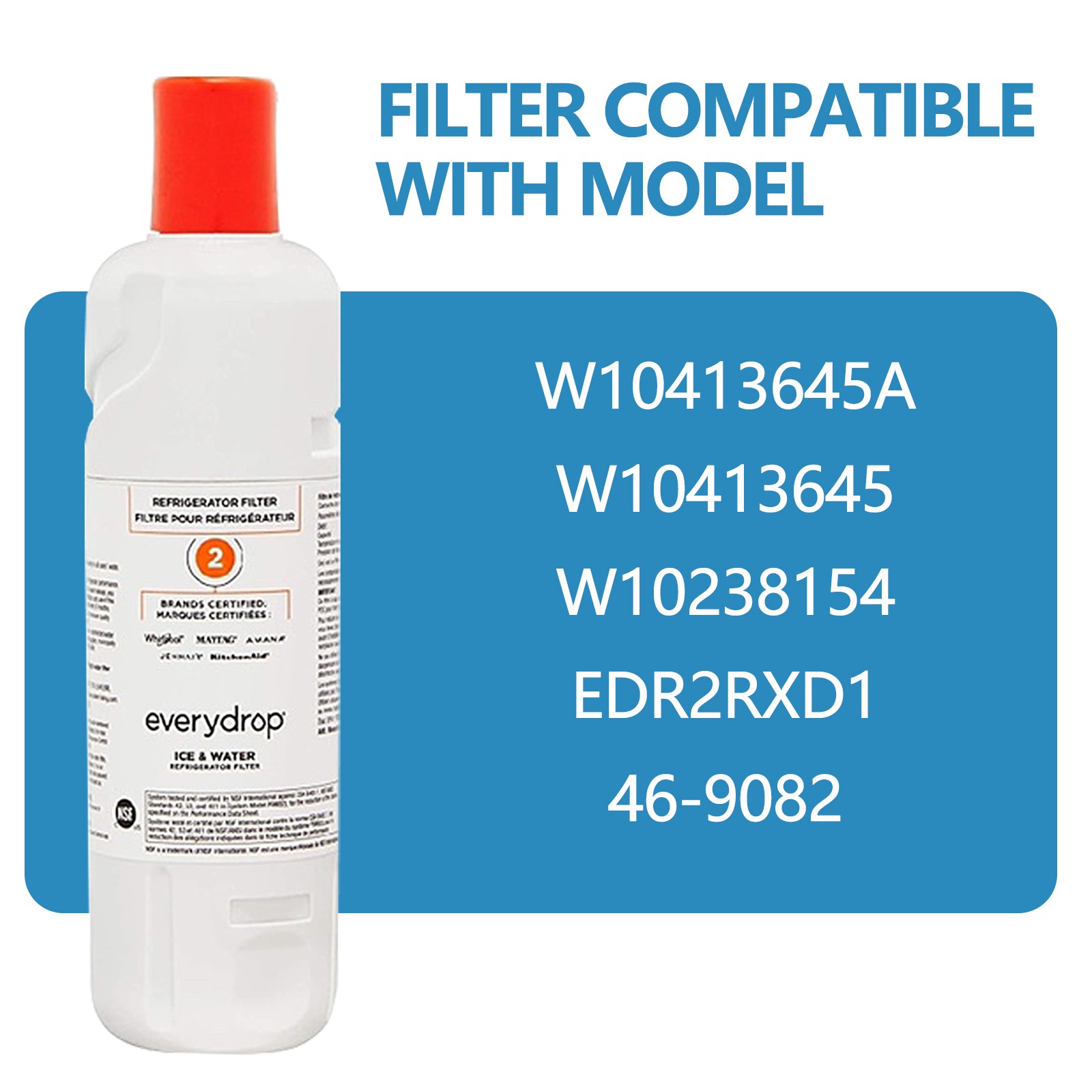 NEW 2PACK W10413²645A EDR2²RXD1 Filter 2 9082 Refrigerator Ice Replacement USA