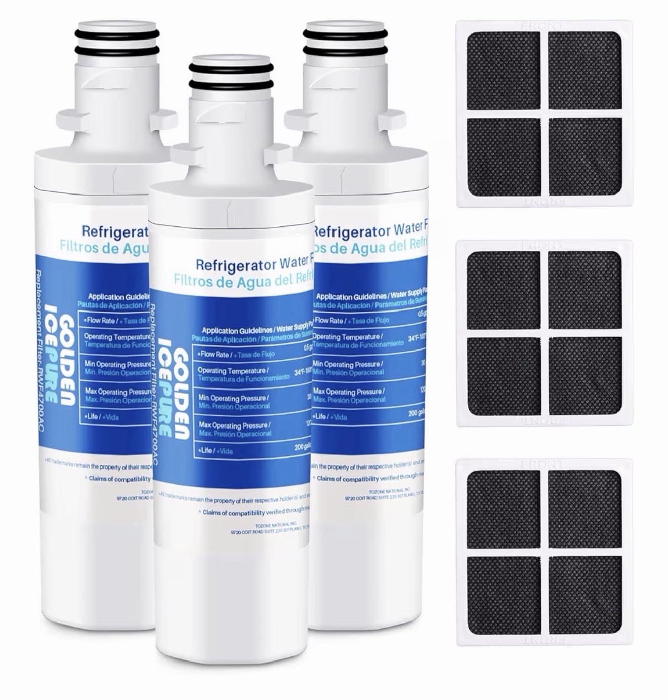 GOLDEN ICEPURE RWF4700AC, Replacement for LG LT1000P, ADQ747935, Kenmore.. 3Pack