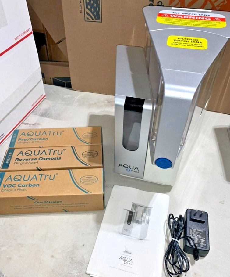 AquaTru Classic Countertop Water Filtration Purification w/ FILTERS & Extra Tank