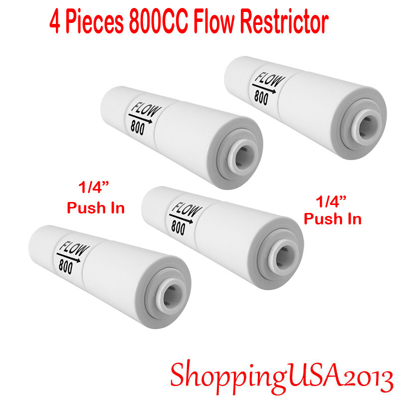 4 Pcs 800cc ML Flow Restrictor 1/4″-1/4″ Quick Connect Push In Water Filter RO