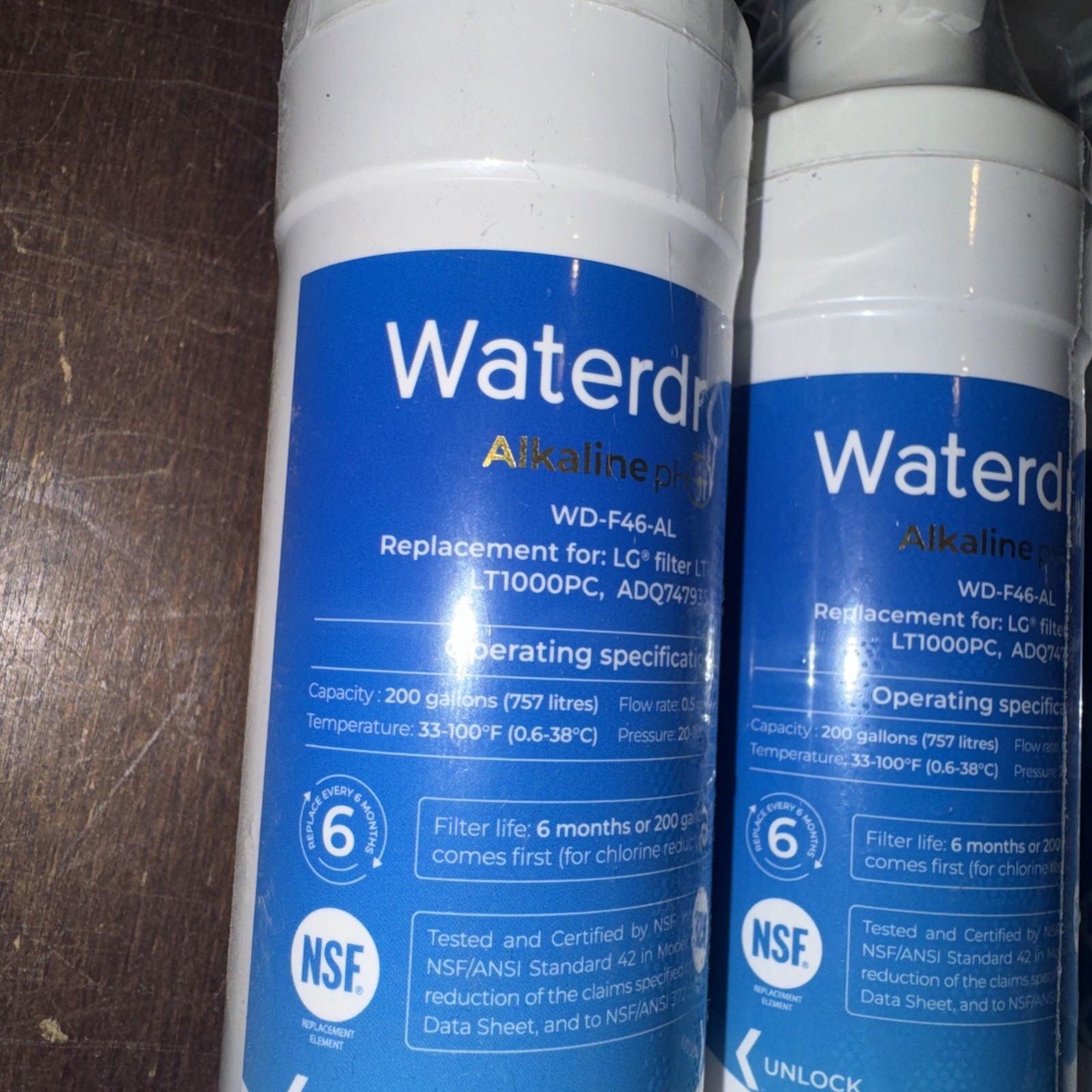 Waterdrop WD-F46 Refrigerator Water Filter 3 Pack for LG LT1000P LT1000PC ADQ747