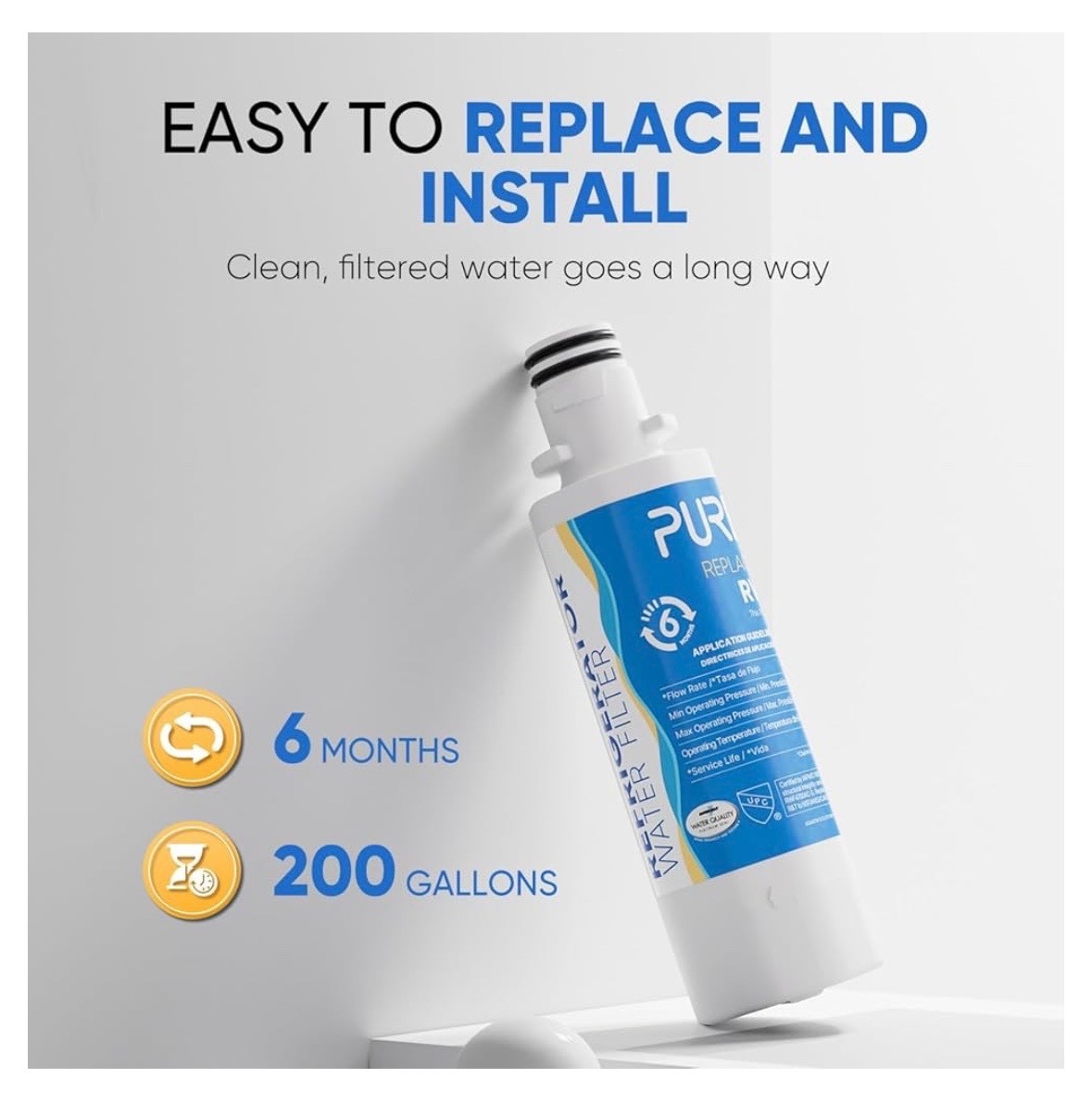 3 PACK PUREPLUS ADQ747935 LG LT1000 Kenmore Elite 9980 Water Filter RWF4700AC