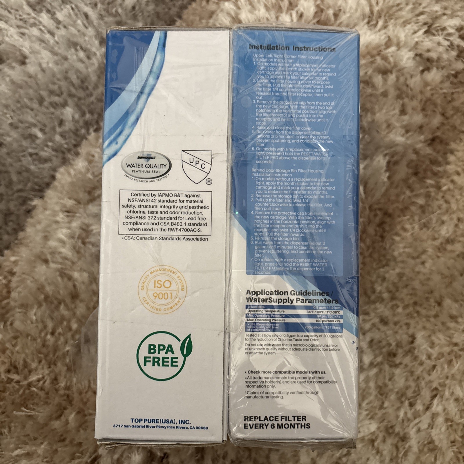 Lot Of 4 RWF4700AC Fits LT1000P, ADQ747935, LMXS28626D, LMXS30796S water filters