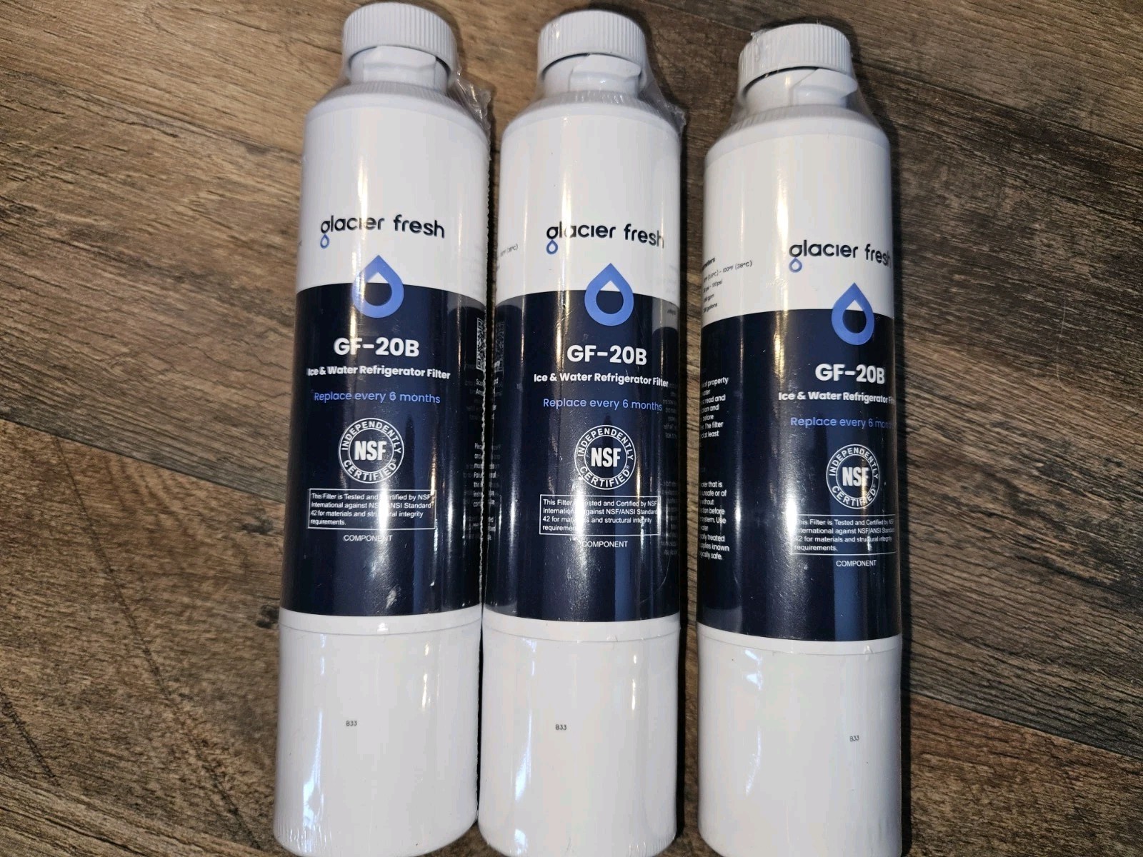 Lot of 3 Glacier Fresh GF-20B Refrigerator Water Filter Replacement Sealed S5