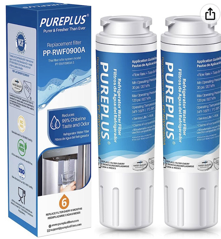 PUREPLUS UKF8001 Refrigerator Water Filter PP- RWF0900A 2 Pack New