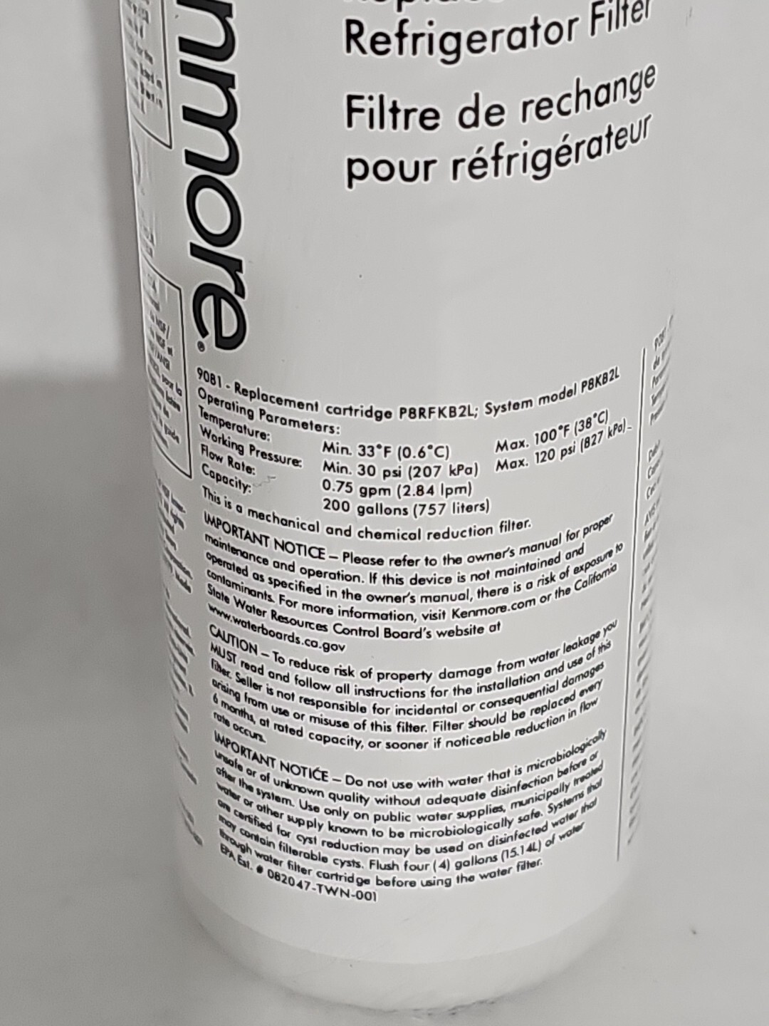 1 Kenmore 9081 469081 46-9930 Refrigerator Fresh Ice Water Filter