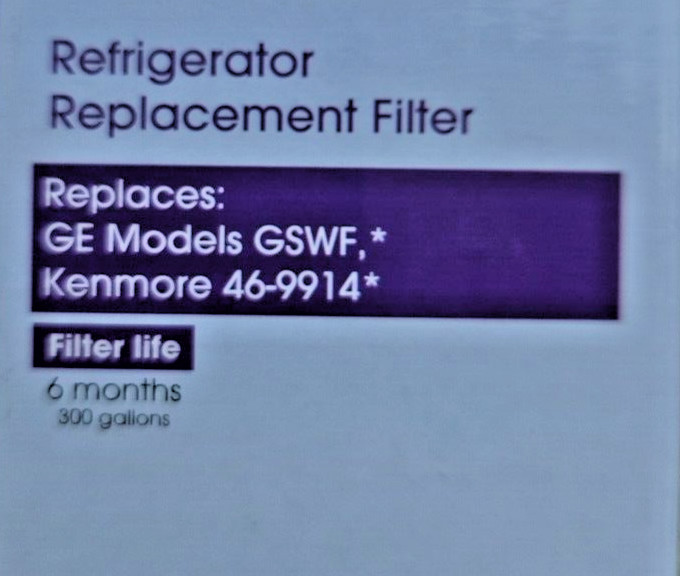 Great Value Refrigerator Replacement Water Filter for GE GSWF & Kenmore 46-9914