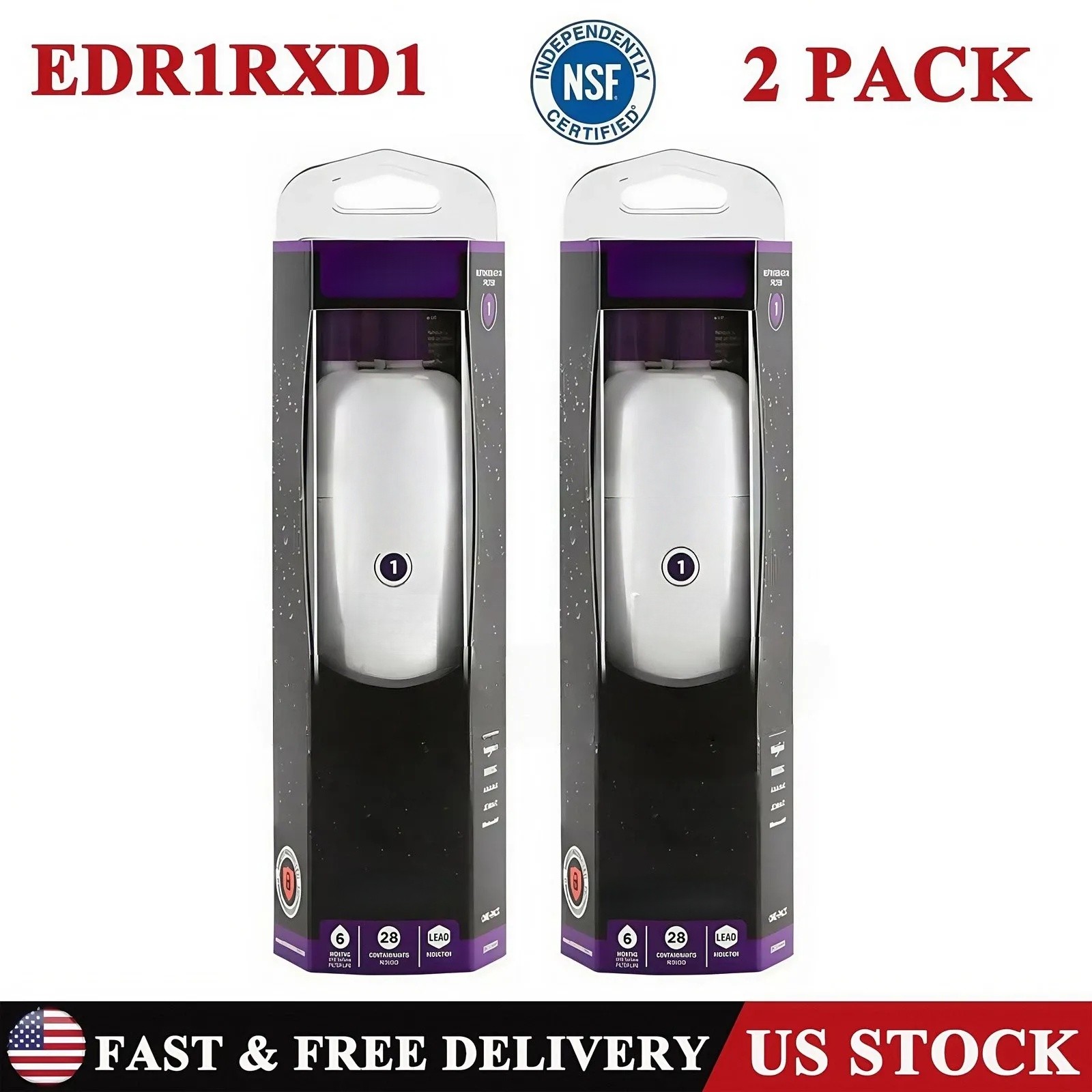 2/4/6PCS For ΕVΕRYDROP ΕDR1RXD1 Refrigerator Wate Filter 1 Sealed US SHIPPING