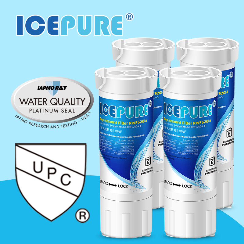 Compatible With GE XWF GNE21 GNE25 GNE27 GWE19 Water Filter 4 PACK ICEPURE