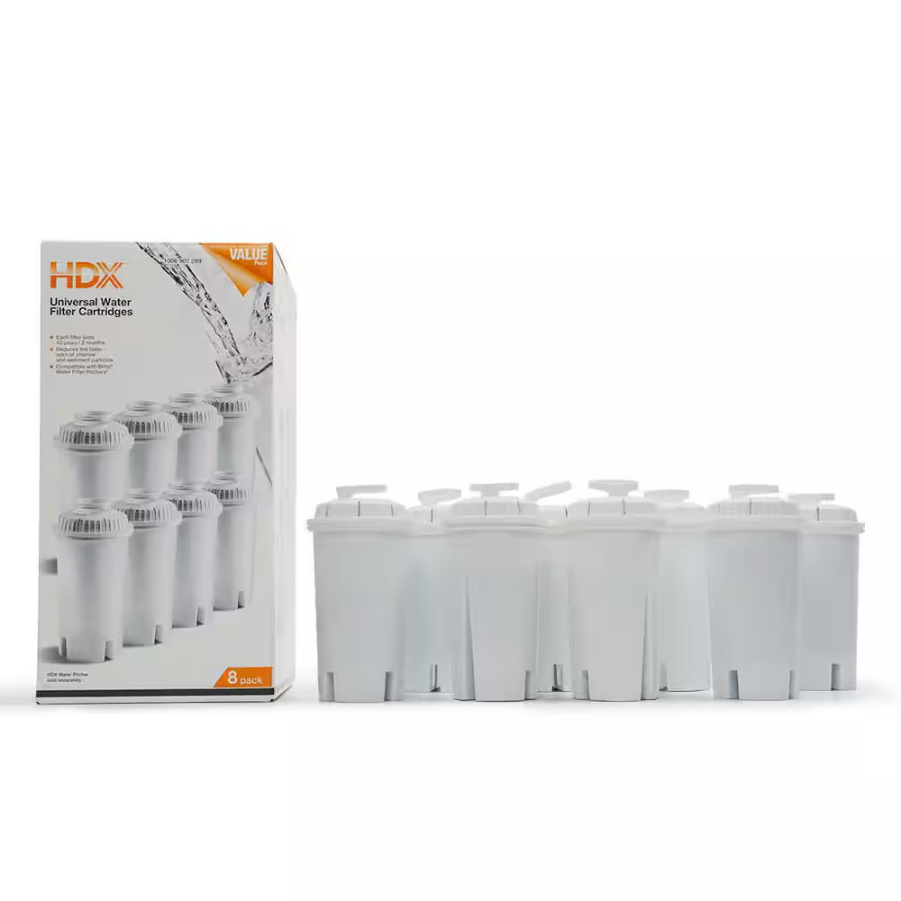 HDX Water Pitcher Replacement Water Filter Cartridges BPA Free 8-Pack