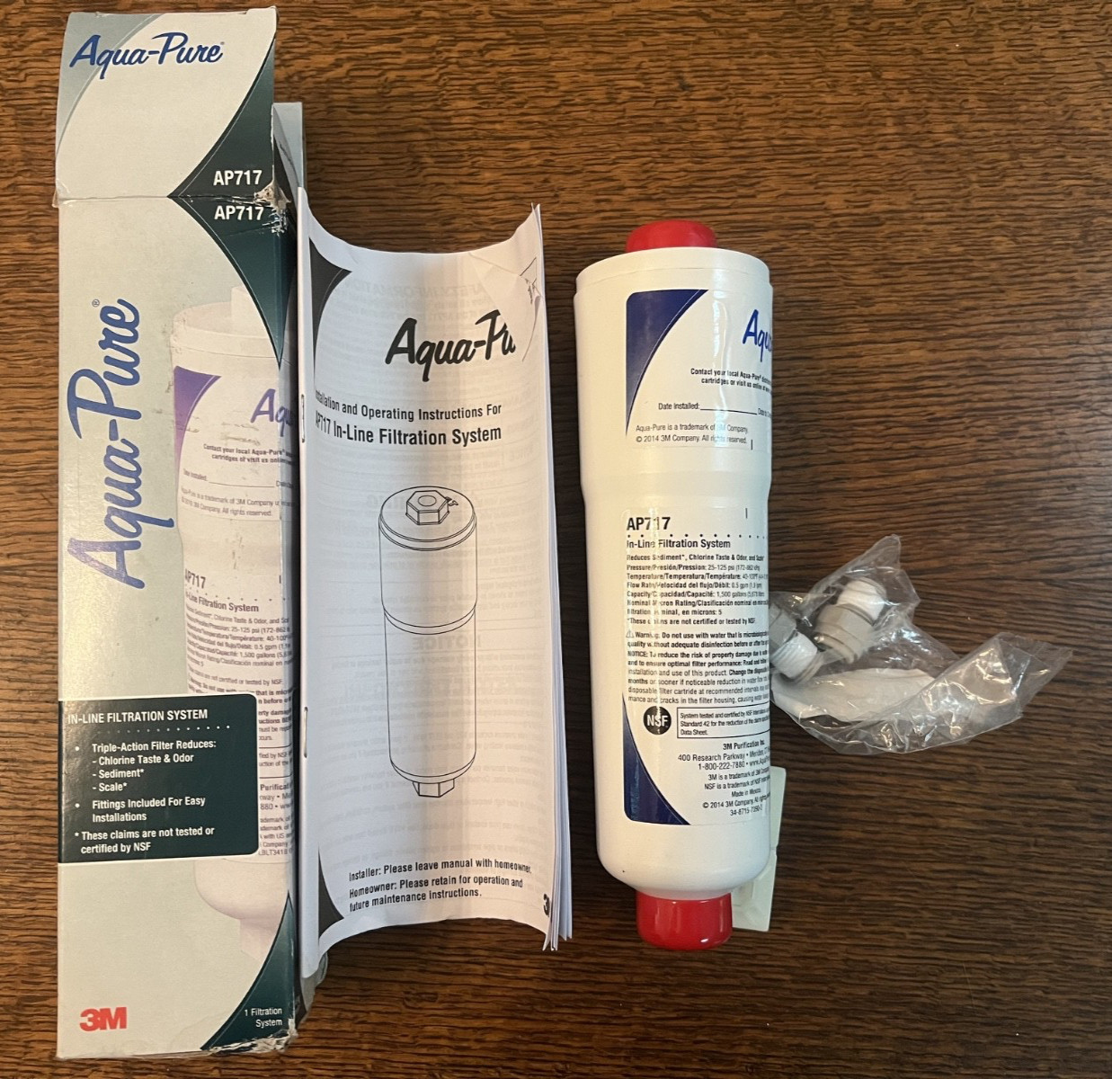 Aqua-pure Ap717 Inline Water Filter For Refrigerator, Ice Maker And Drinking NOS