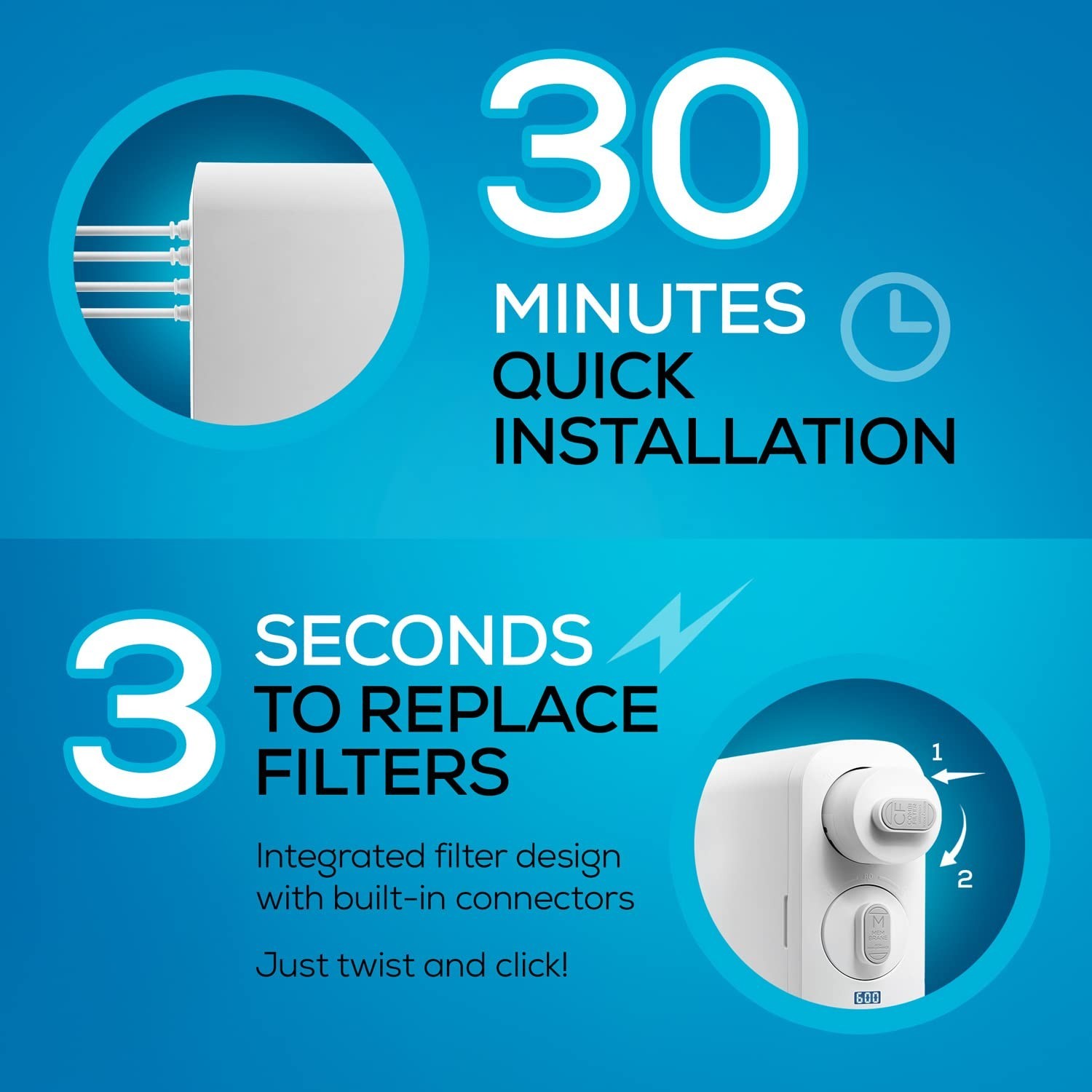 Tankless Reverse Osmosis System 600GPD Under Sink Water Filter RO Purification