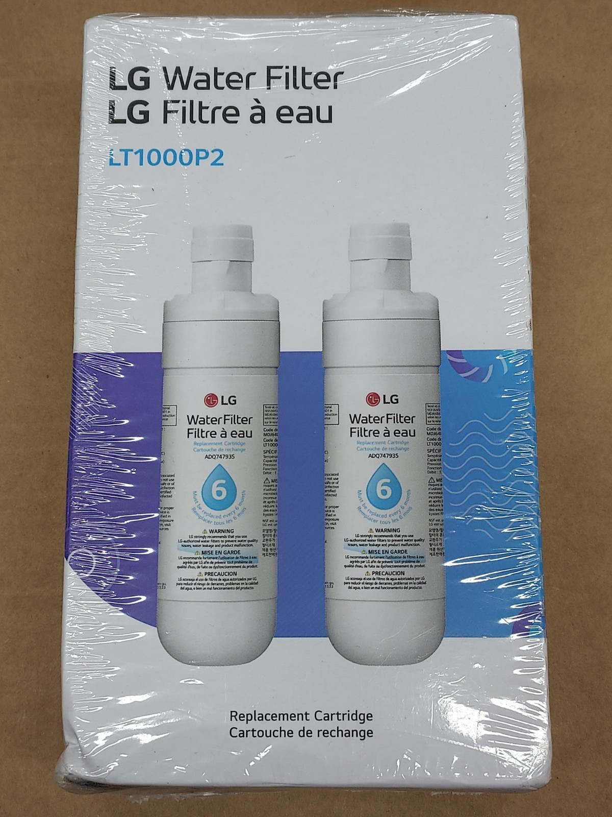 2Pk LG Refrigerator Water Filter LT1000P2 Replacement Cartridge Genuine OEM