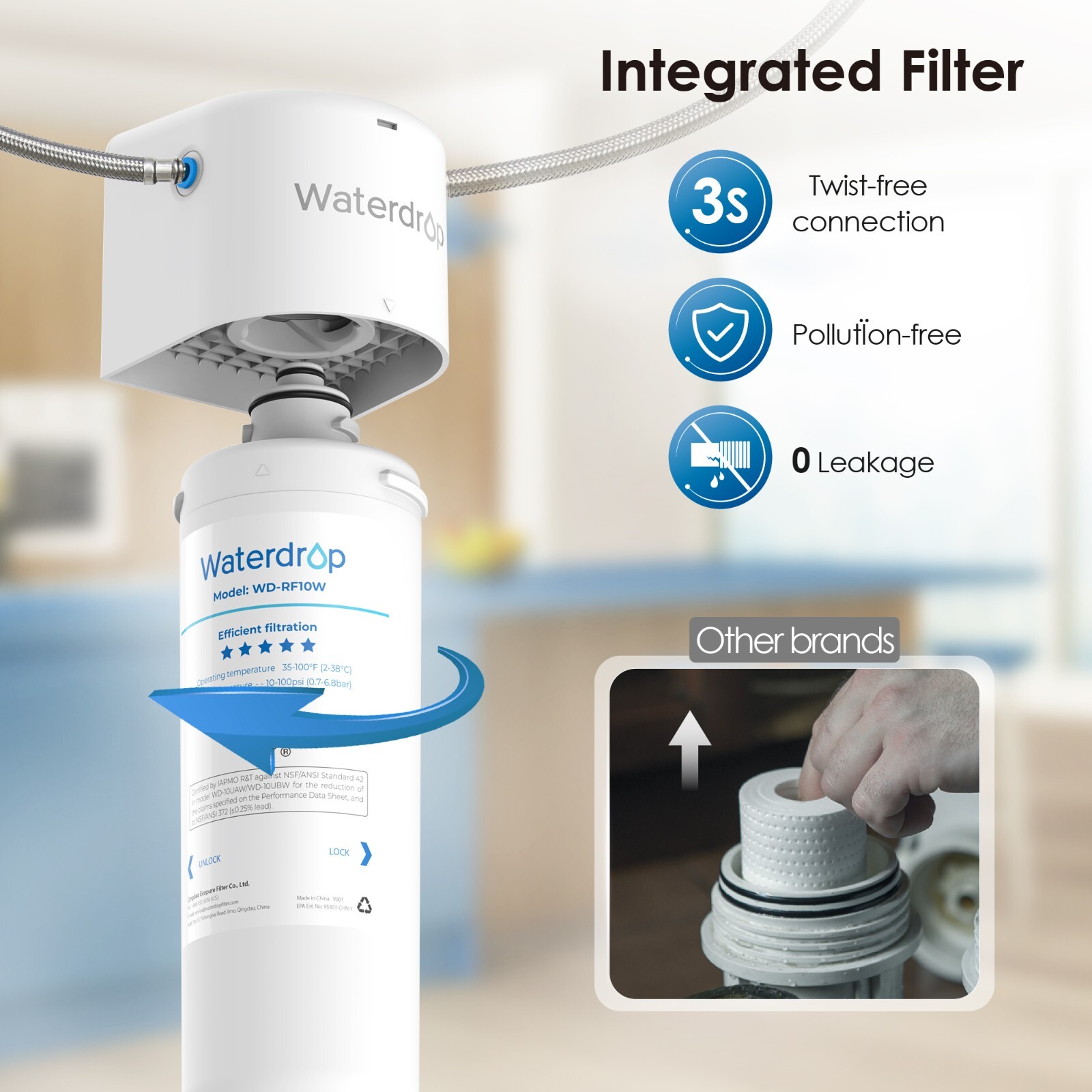 Waterdrop 10UAW Under Sink Water Filter System,NSF/ANSI 42 Certified, 8K Gallons